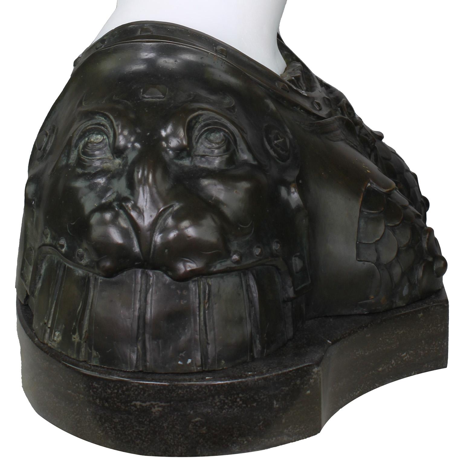 French 19th Century Bronze and White Marble Bust of Marianne in Full Armor For Sale 11