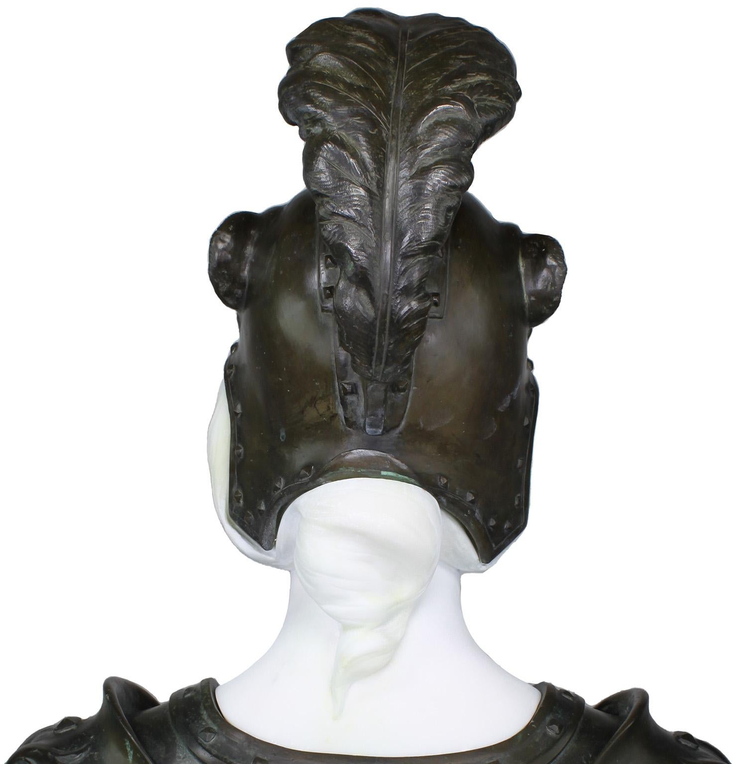 French 19th Century Bronze and White Marble Bust of Marianne in Full Armor For Sale 11