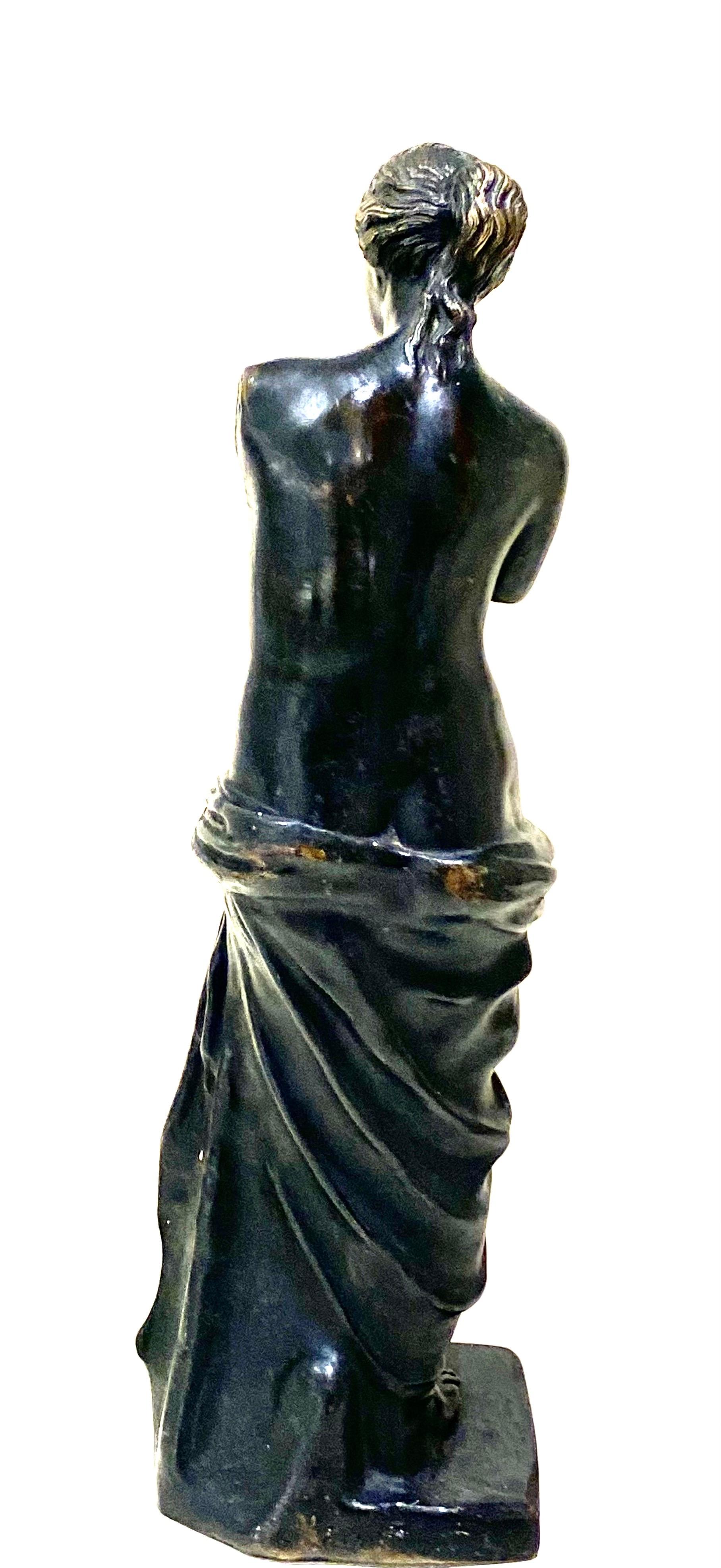 A late 19th century French bronze model of the Venus de Milo
We can assure you if your looking for one of these bronzes this is the highest quality casting.
This is presented on a square integral base, with a smooth original even mid brown