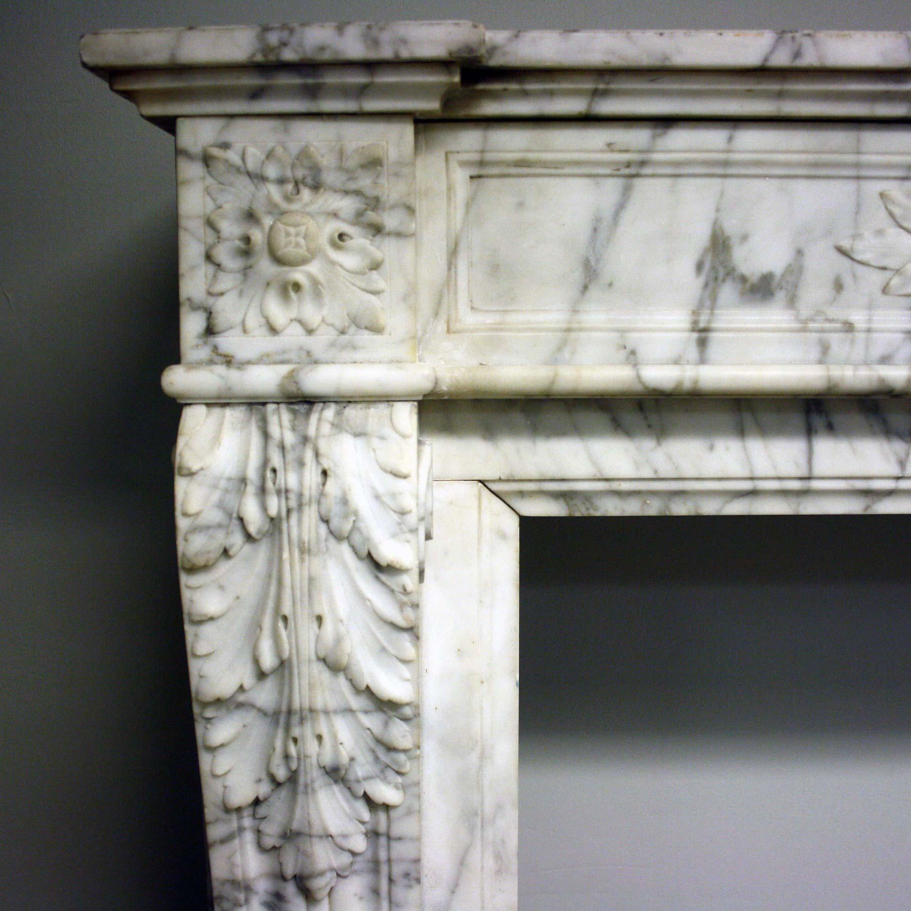 French 19th Century Carrara Marble Chimneypiece in the Louis XVI Manner 1