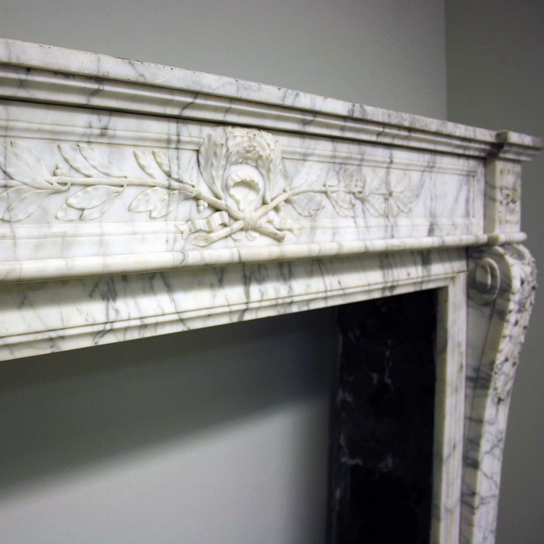 French 19th Century Carrara Marble Chimneypiece in the Louis XVI Manner 3