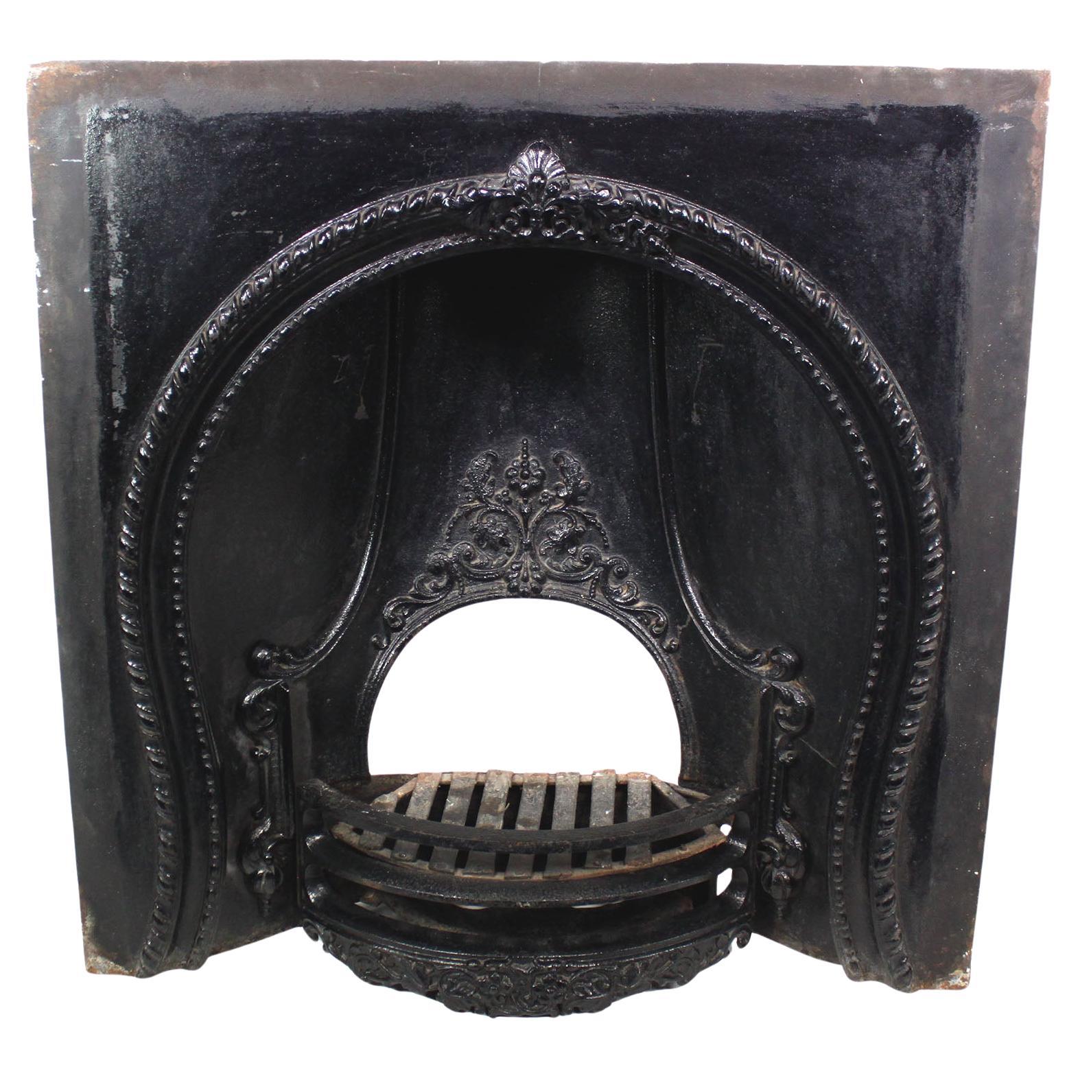 A French 19th Century Cast Iron Fireplace Mantel Wood/Coal Register Insert Grate For Sale