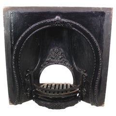 Une grille d'insert de cheminée française en fonte du 19ème siècle en bois/registre de charbon