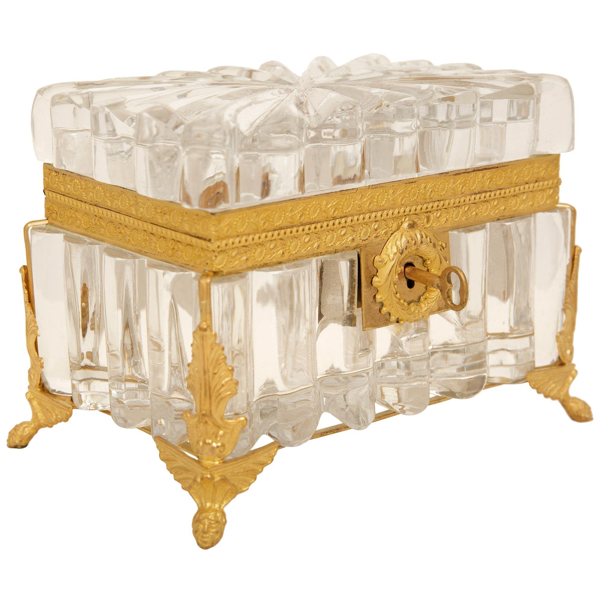 A French 19th century Charles X Period Baccarat Crystal and Ormolu box In Good Condition For Sale In West Palm Beach, FL