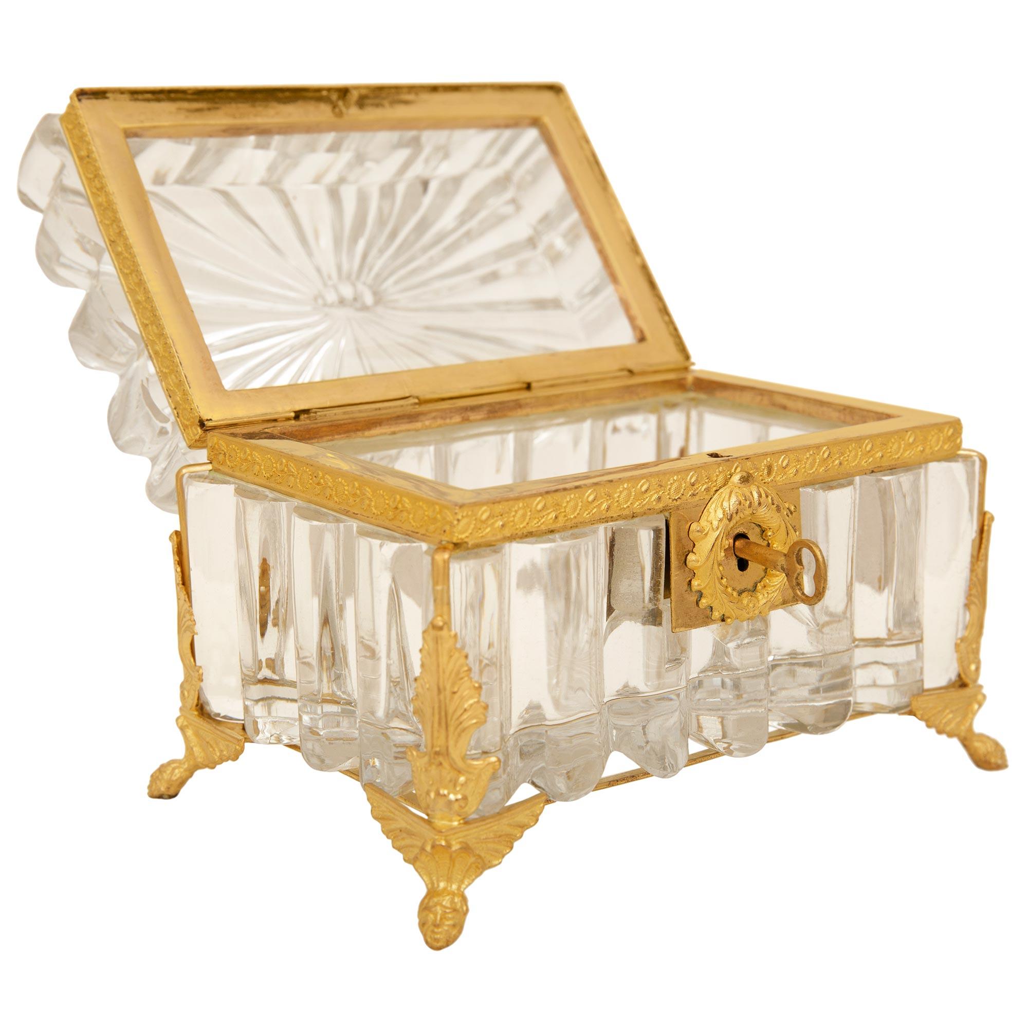19th Century A French 19th century Charles X Period Baccarat Crystal and Ormolu box For Sale