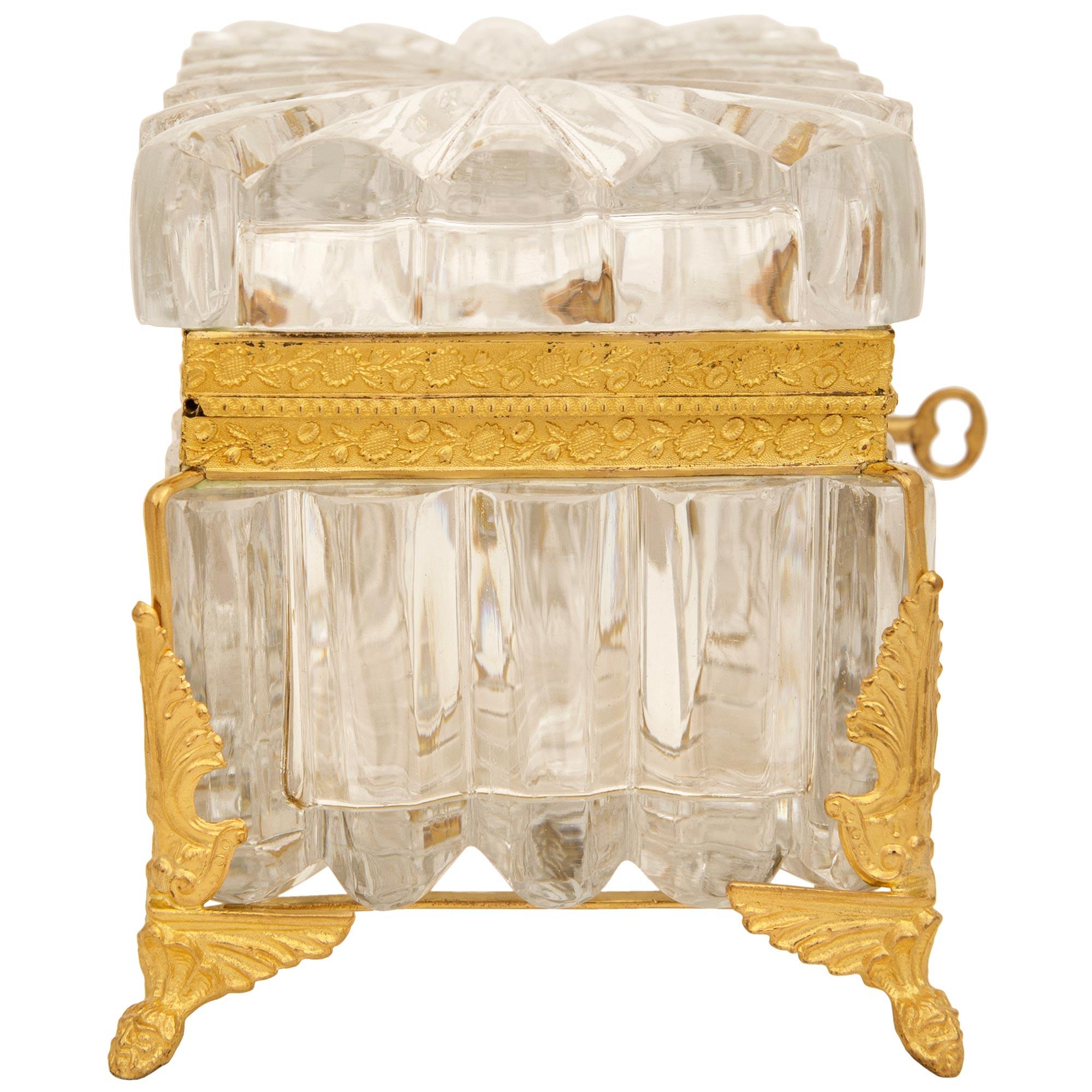 A French 19th century Charles X Period Baccarat Crystal and Ormolu box For Sale 1