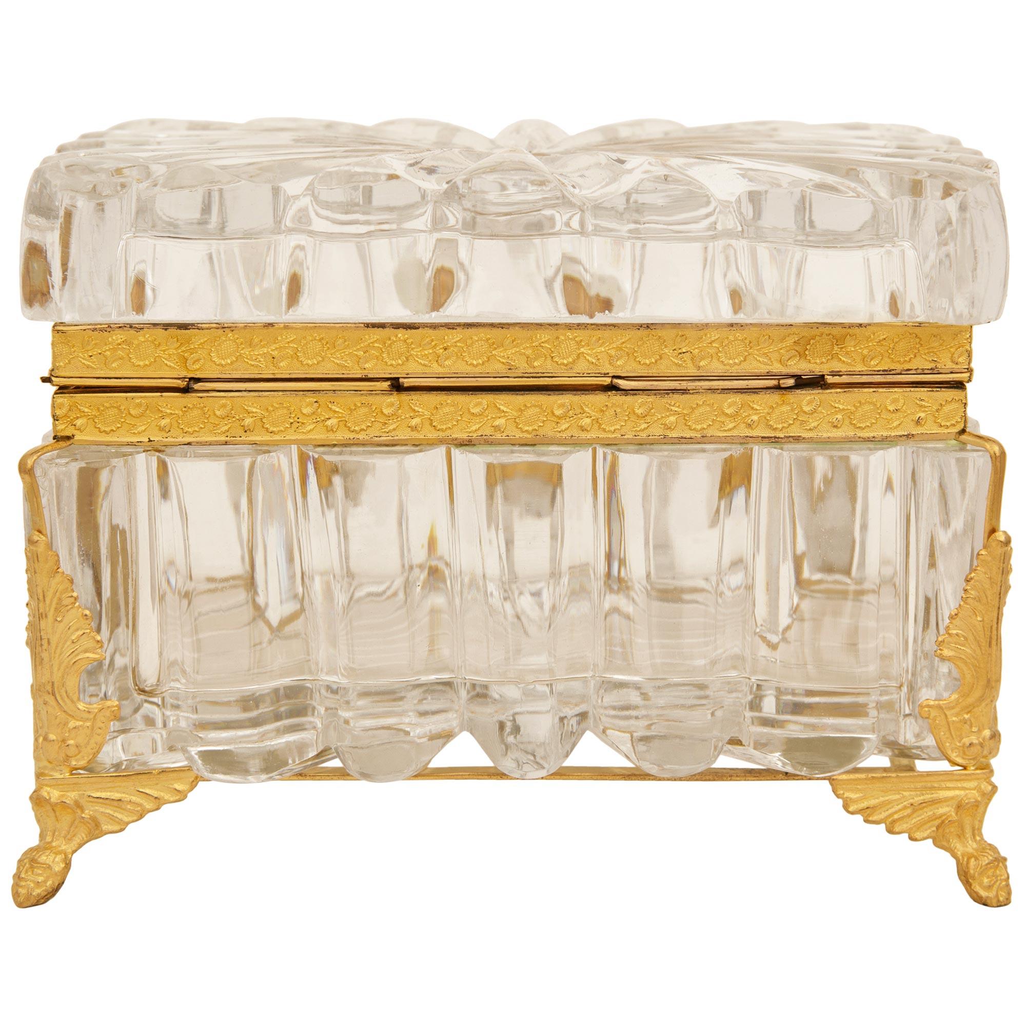 A French 19th century Charles X Period Baccarat Crystal and Ormolu box For Sale 2