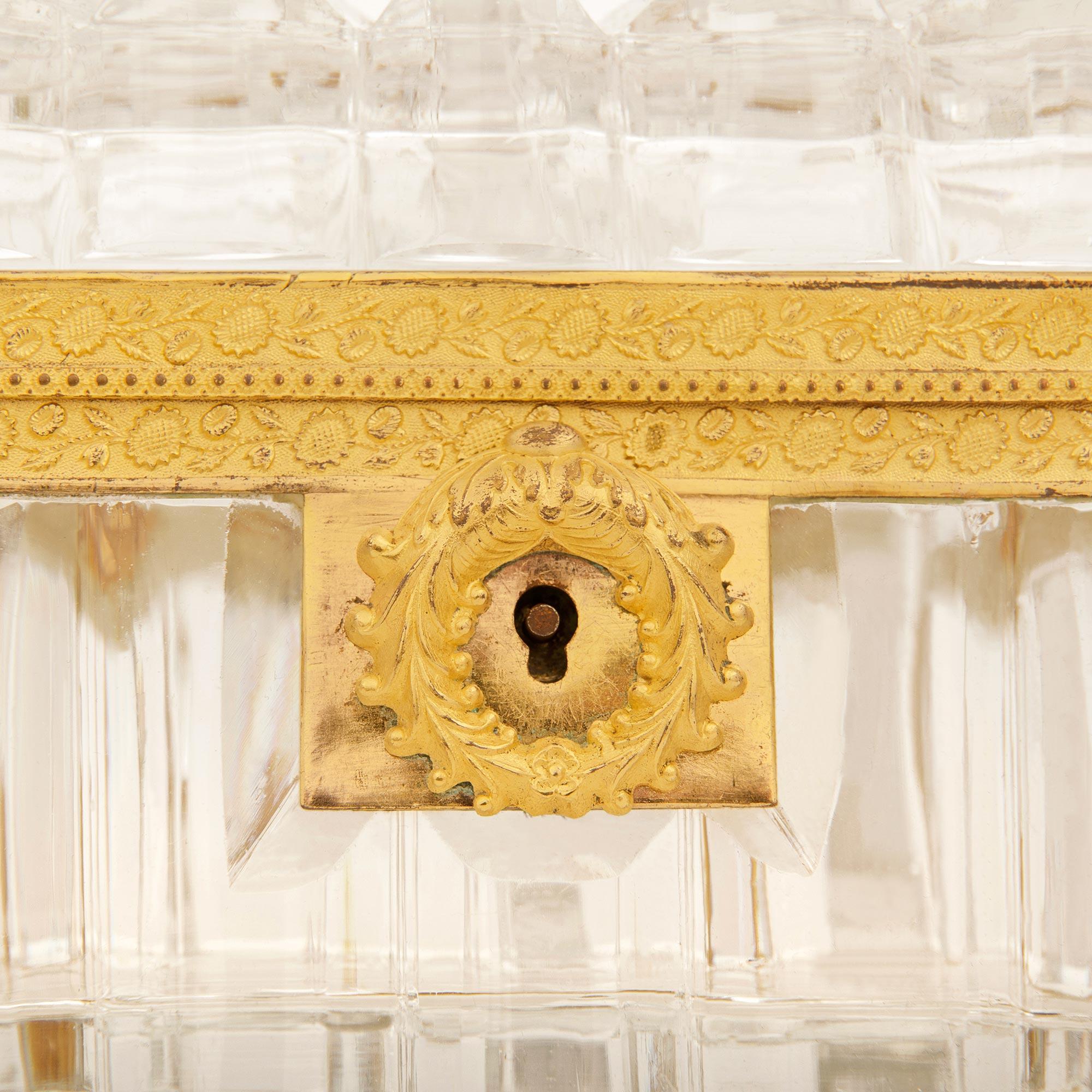 A French 19th century Charles X Period Baccarat Crystal and Ormolu box For Sale 3