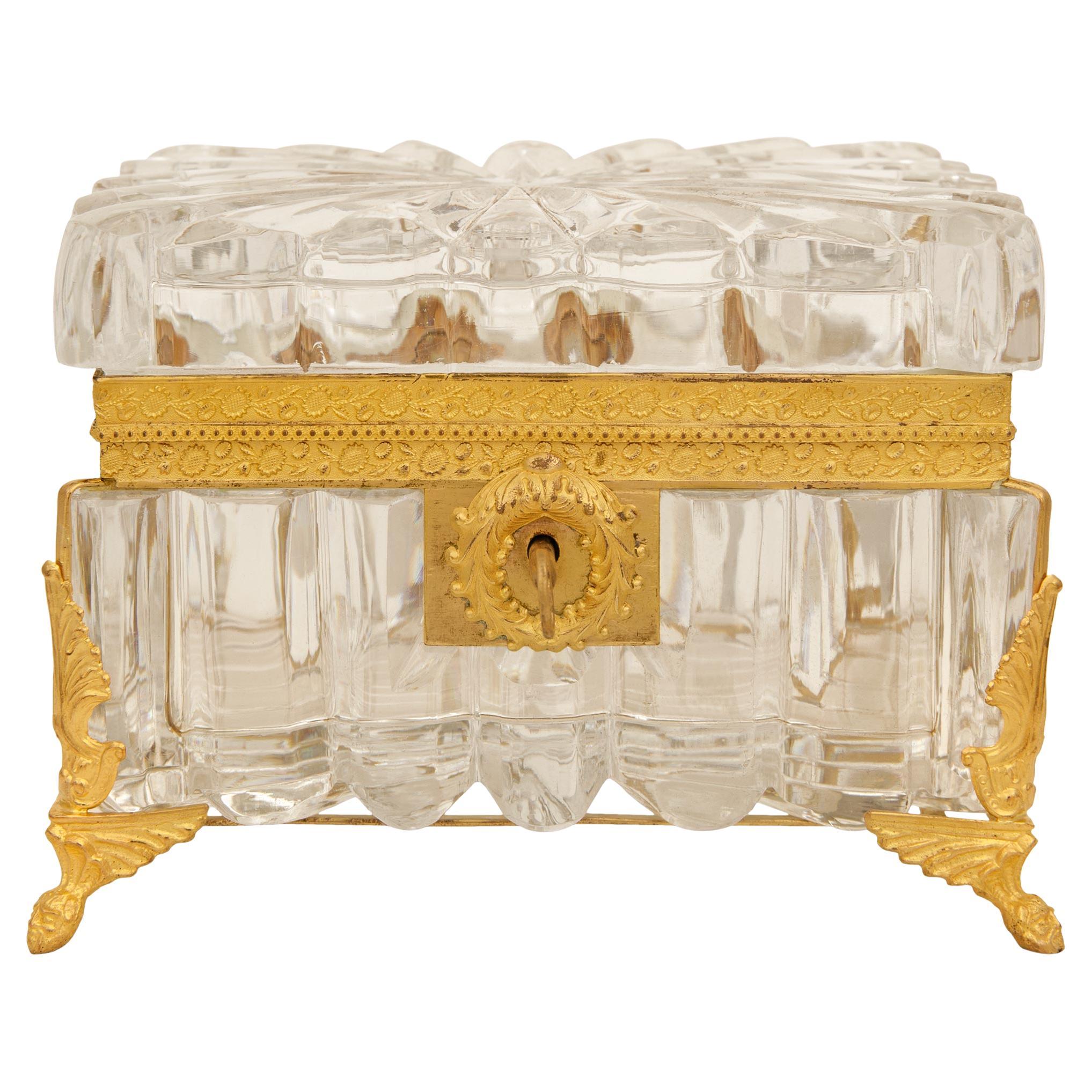 A French 19th century Charles X Period Baccarat Crystal and Ormolu box For Sale