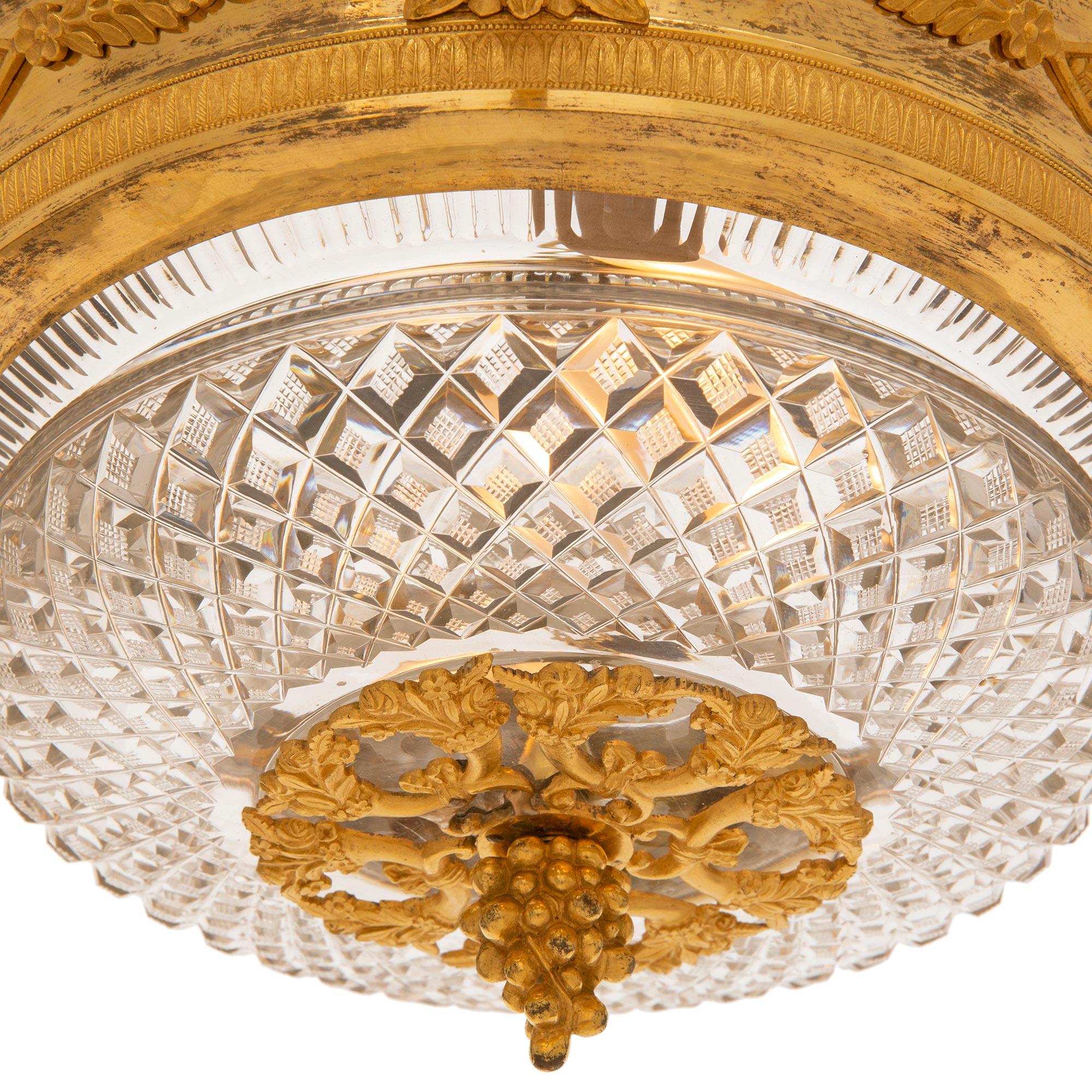 A French 19th century Charles X period ormolu and crystal chandelier For Sale 2