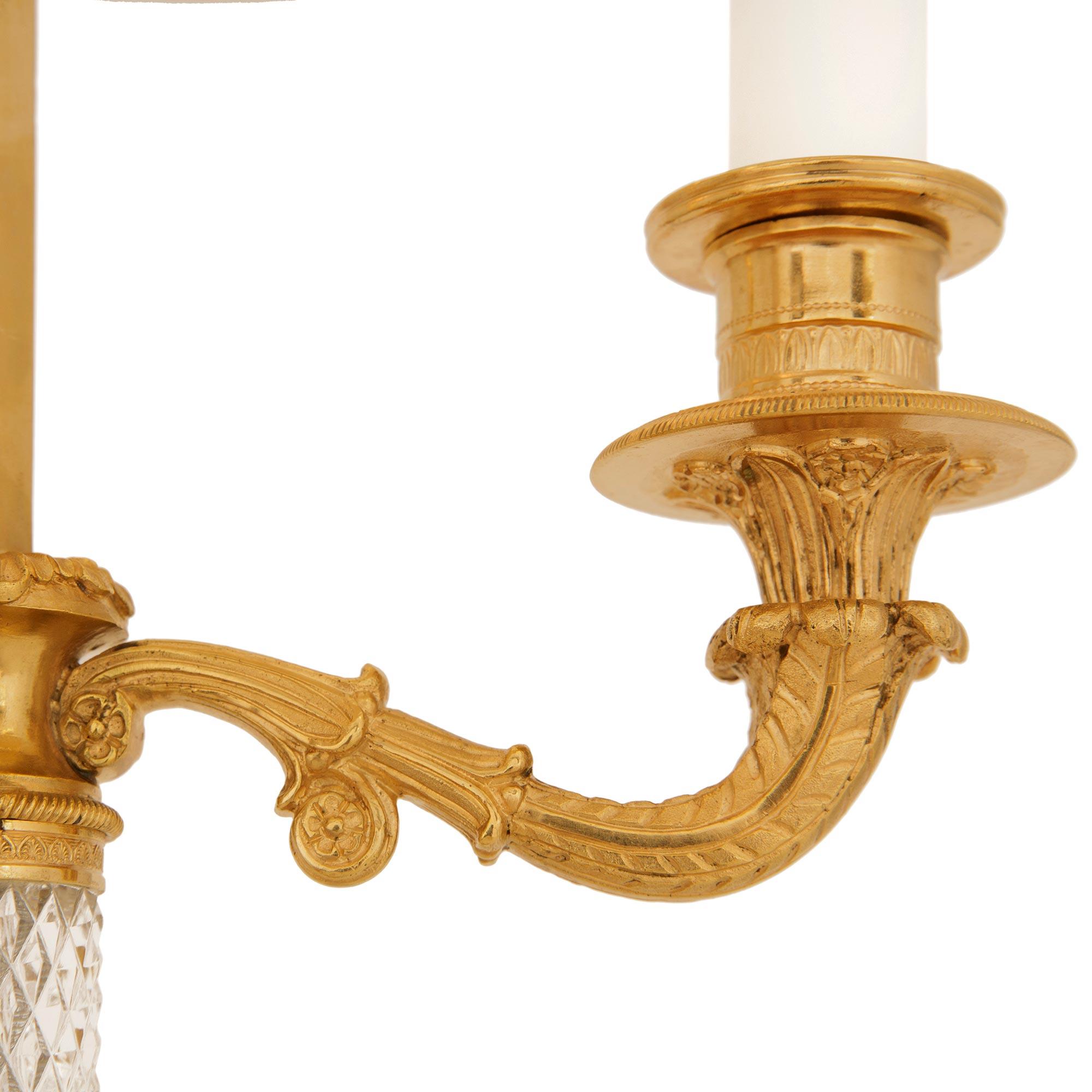 A French 19th century Charles X Period Ormolu, Tole and Crystal bouillotte lamp For Sale 2
