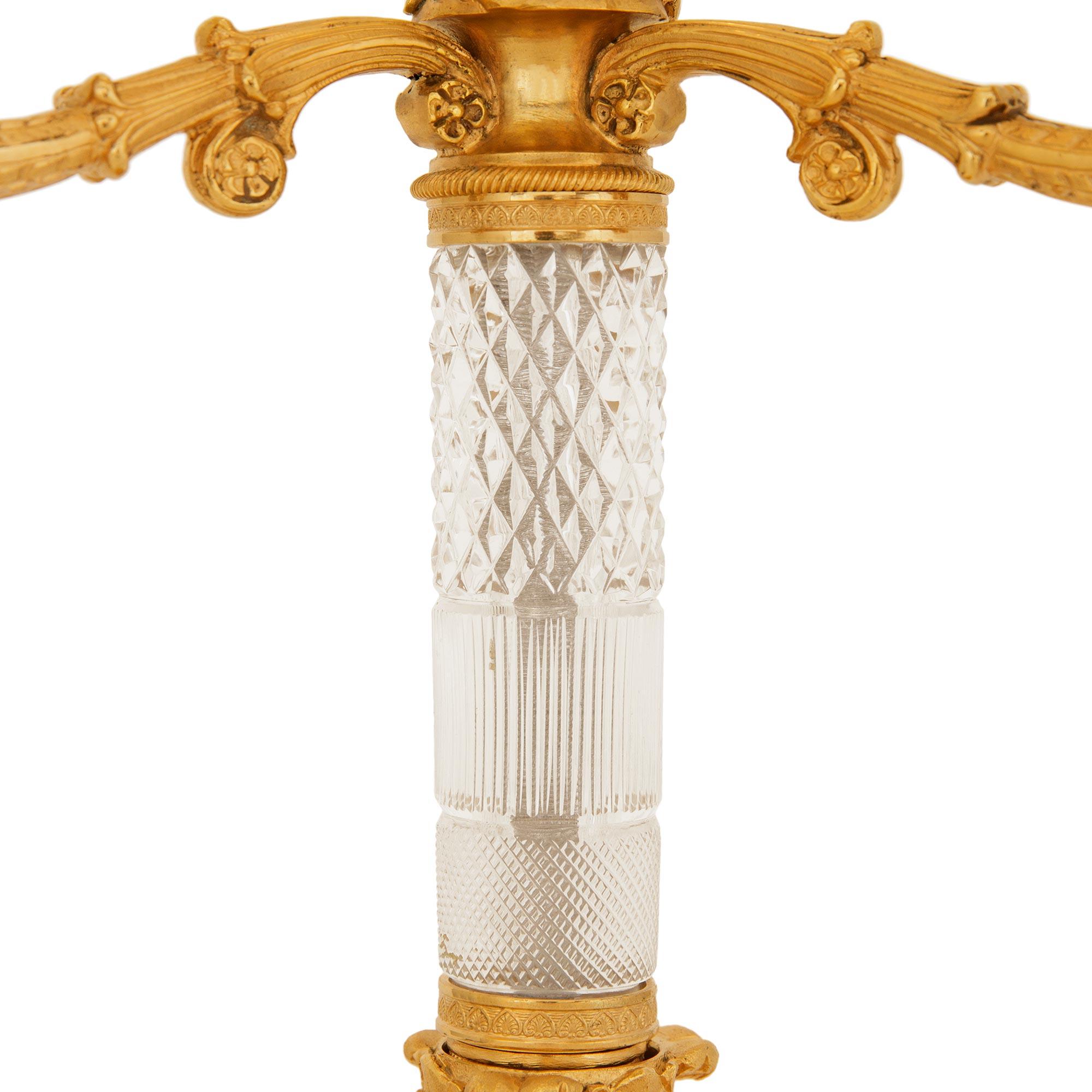 A French 19th century Charles X Period Ormolu, Tole and Crystal bouillotte lamp For Sale 3