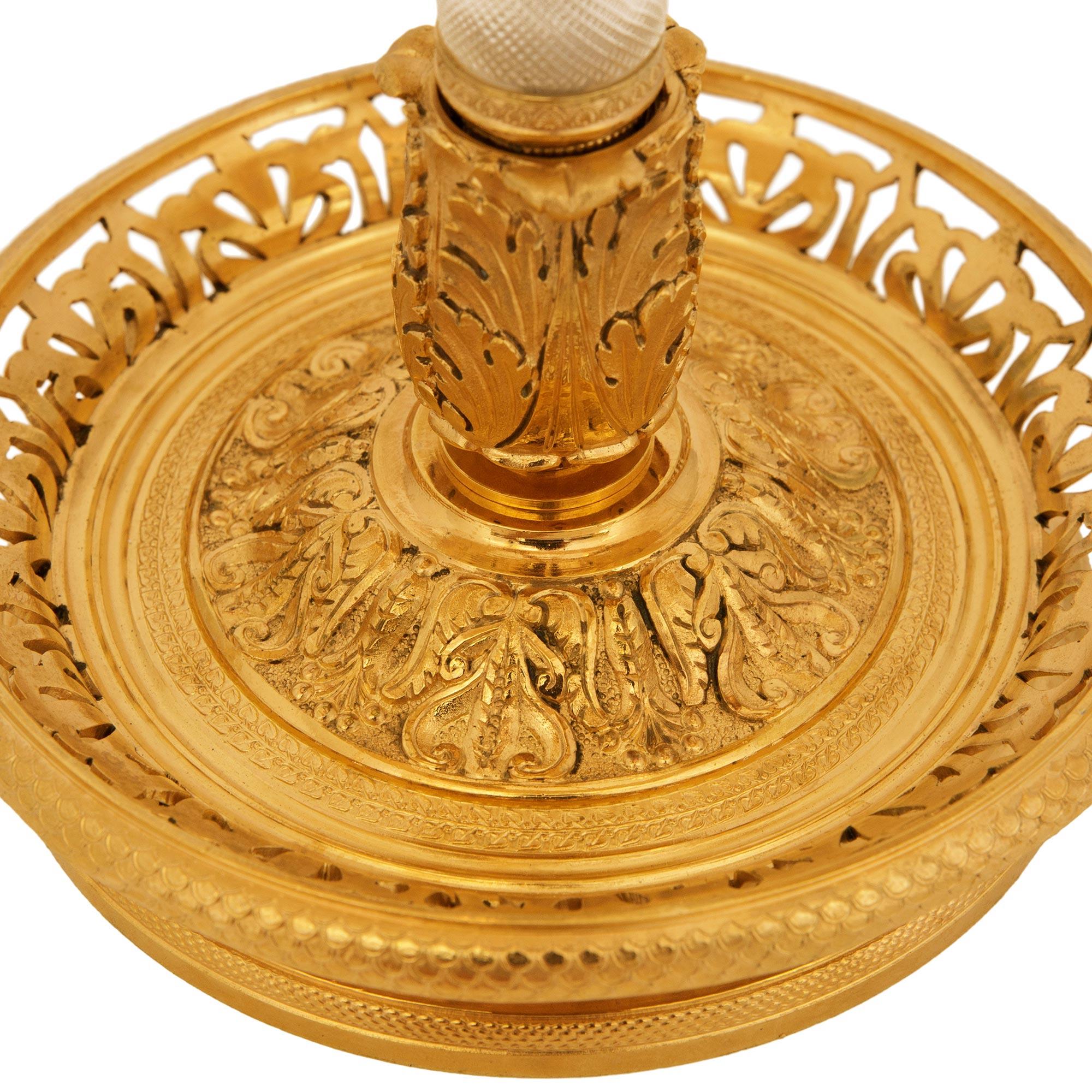 A French 19th century Charles X Period Ormolu, Tole and Crystal bouillotte lamp For Sale 4