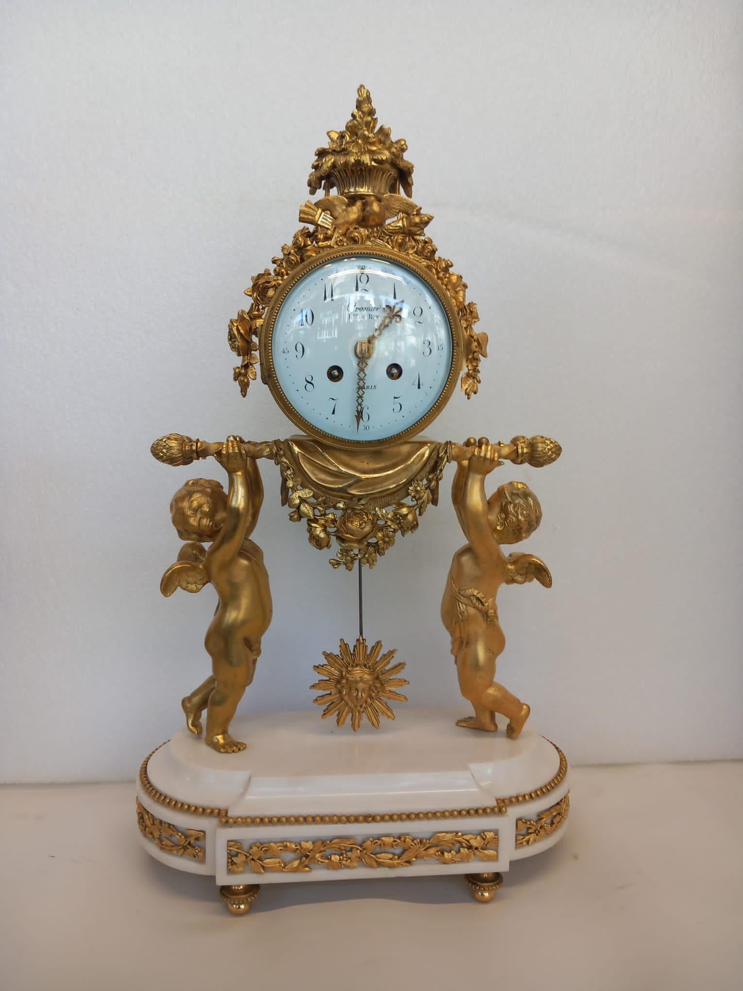A French 19th Century Clock Garniture  For Sale 1