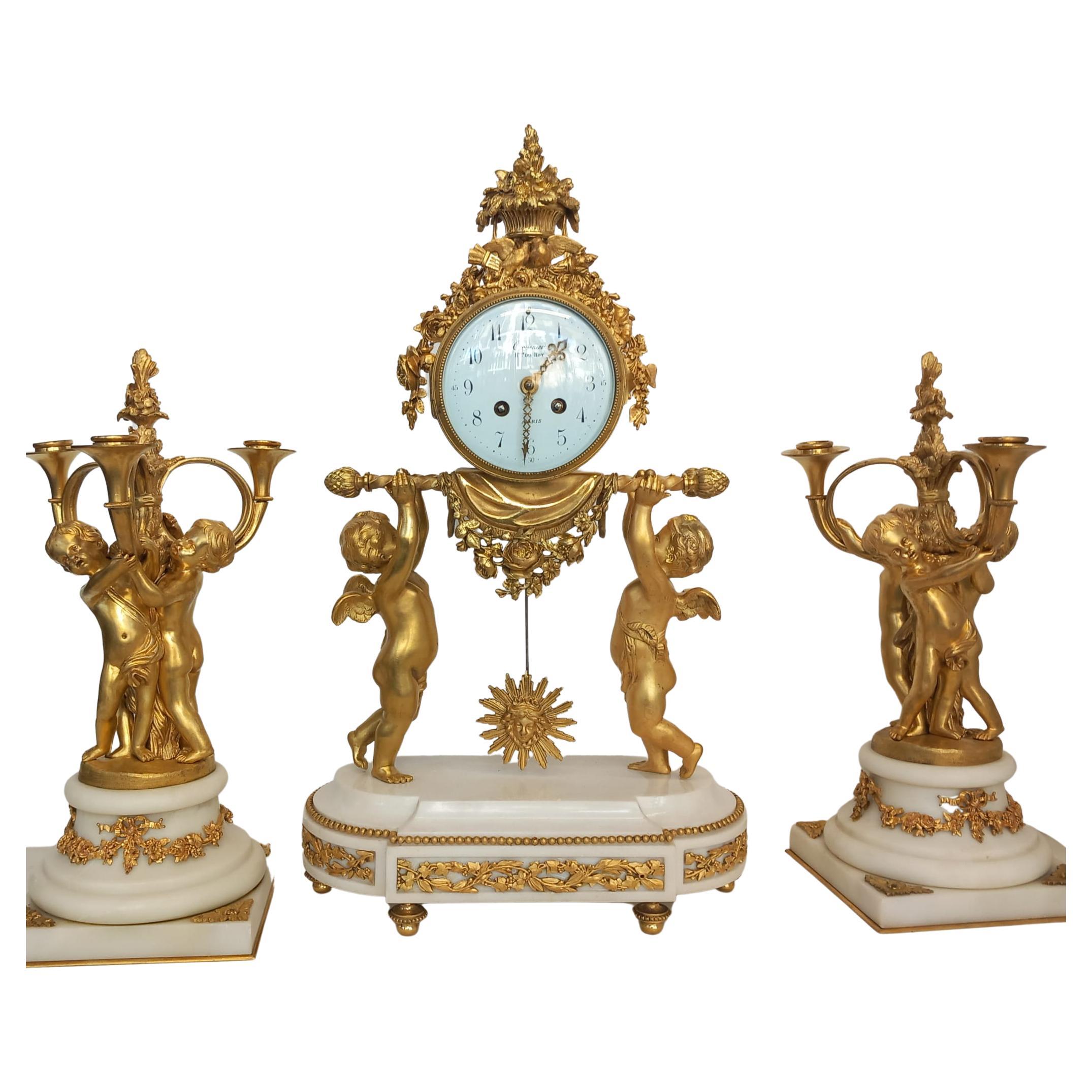 A French 19th Century Clock Garniture 