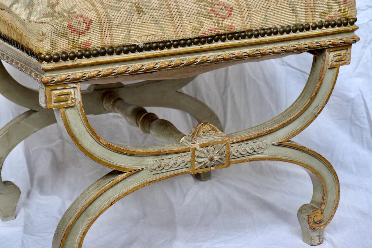 French 19th Century Curule Lacquered Stool, circa 1880 In Good Condition In Saint-Ouen, FR