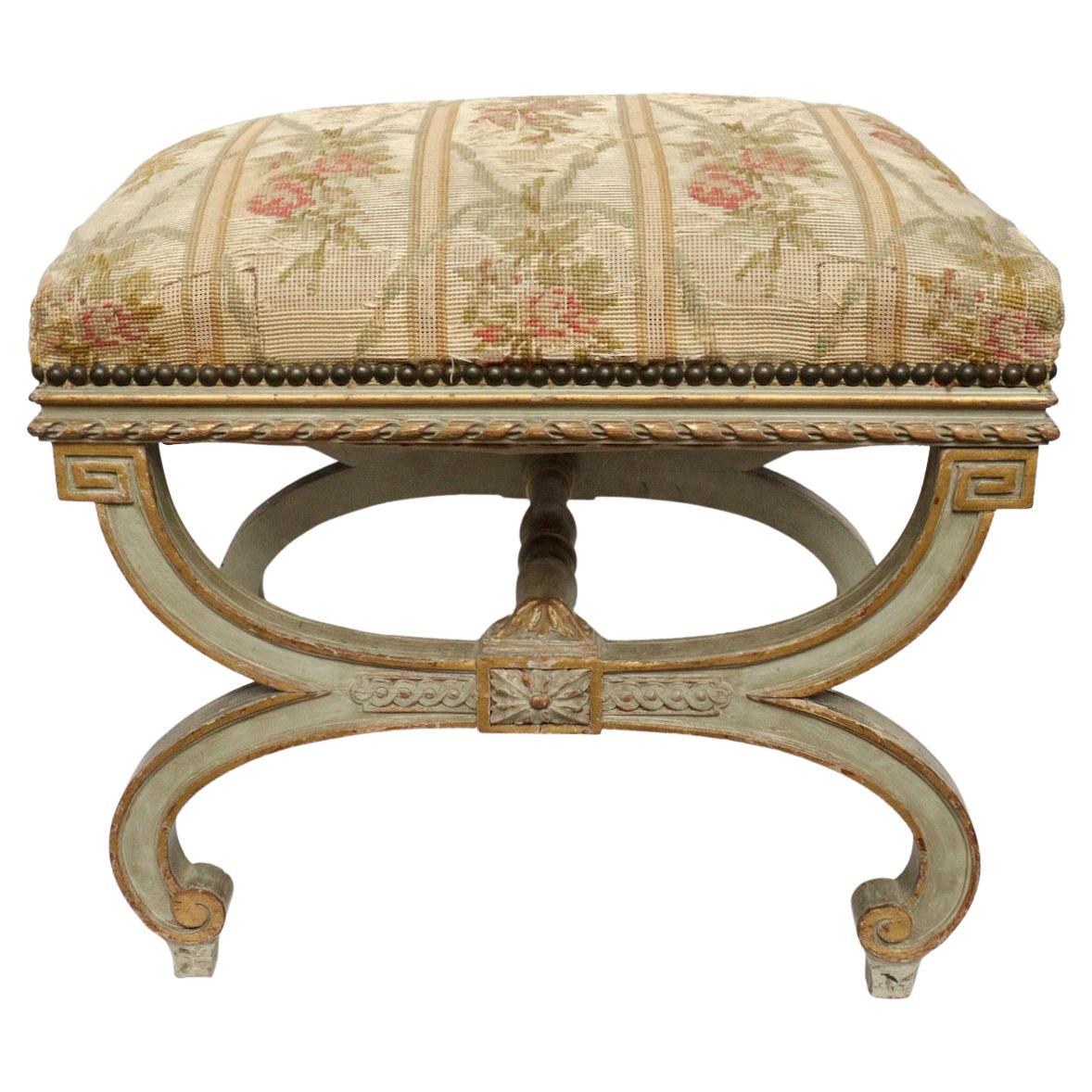 French 19th Century Curule Lacquered Stool, circa 1880