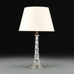 A French 19th Century Cut Glass Column Lamp after Baccarat
