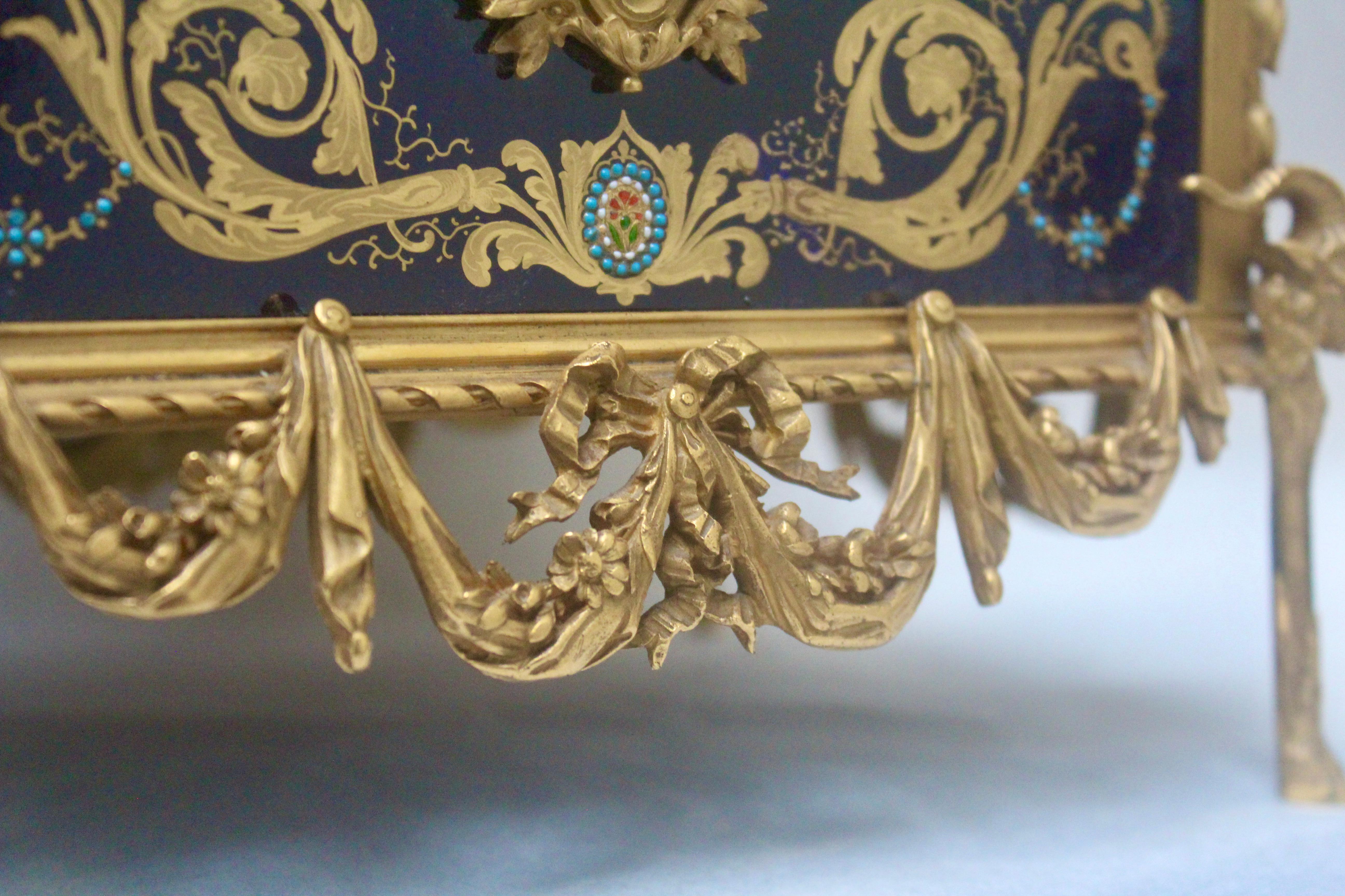 French 19th Century Enameled and Ormolu-Mounted Jewelry Casket 5