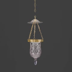 A French 19th Century Etched Glass Bell Lantern Hanging Light