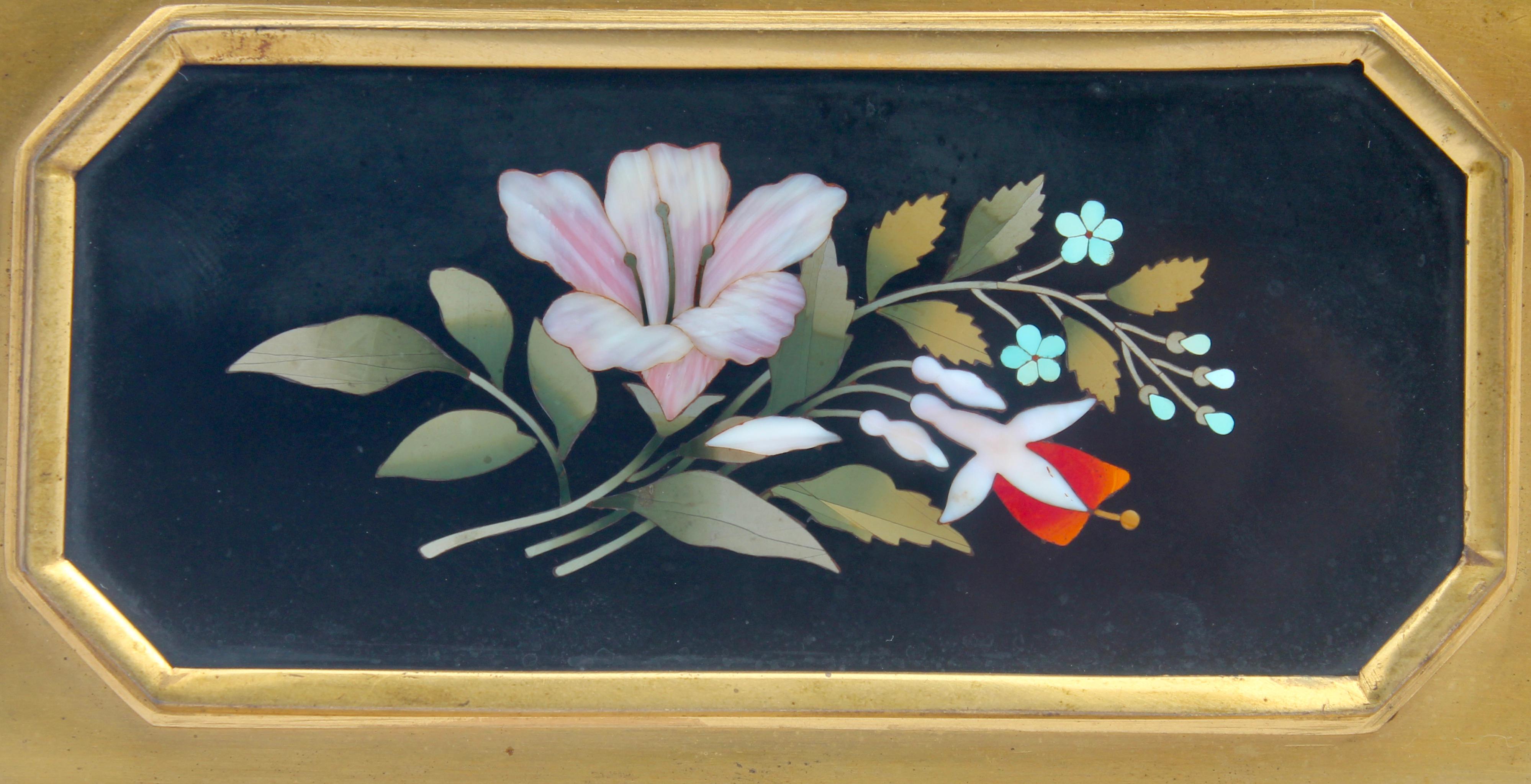 French 19th Century Gilt-Bronze and Pietra Dura Inset Jewelry Casket 4