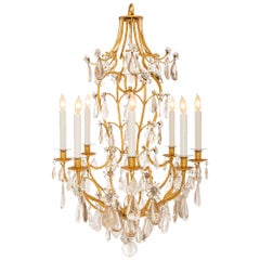A French 19th century Gilt Iron, crystal and rock crystal chandelier