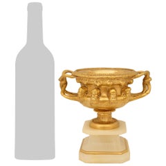 A French 19th century Grand Tour Period Onyx and Ormolu Warwick vases