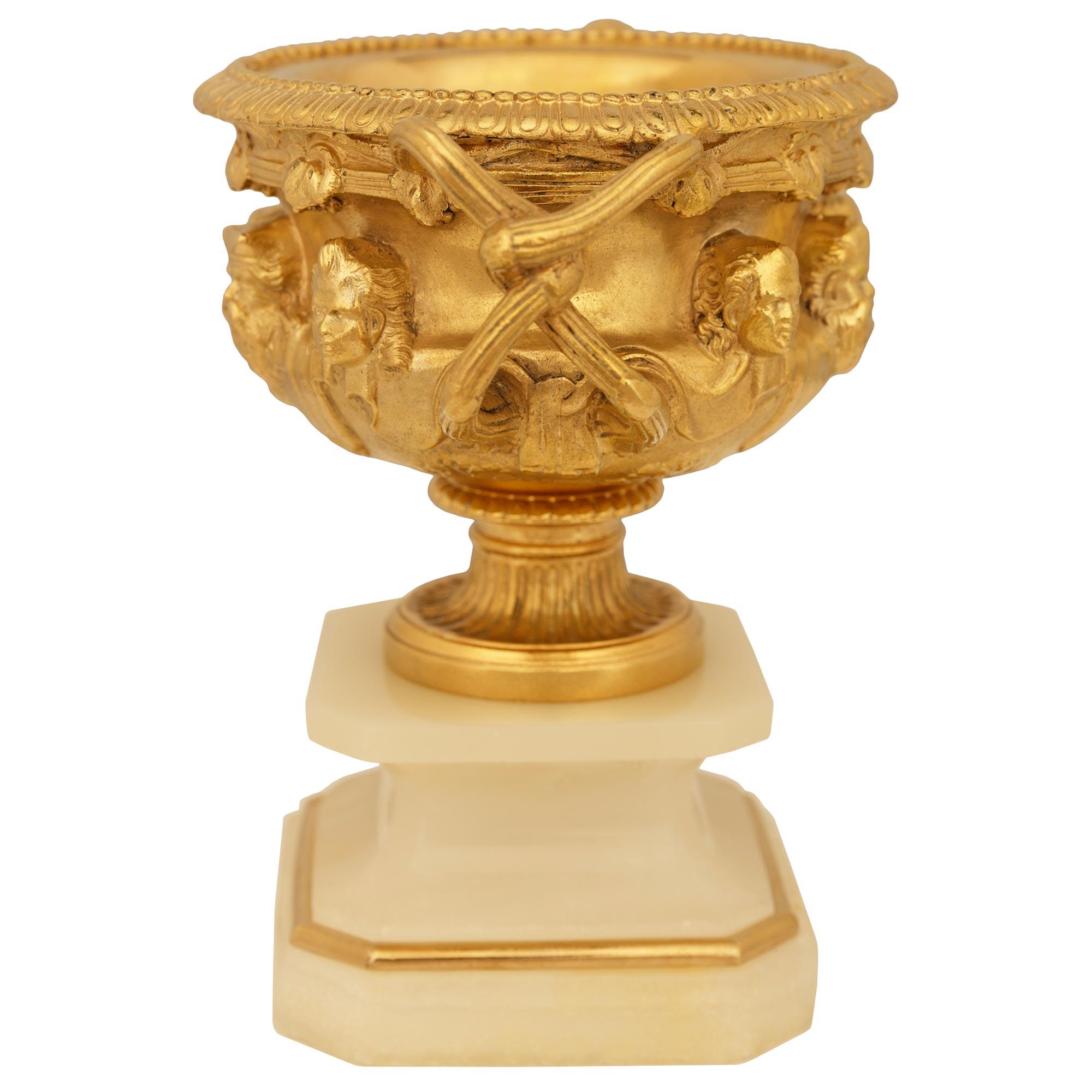 19th Century A French 19th century Grand Tour Period Onyx and Ormolu Warwick vases For Sale