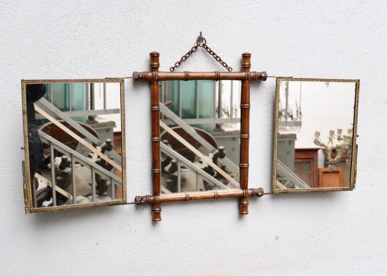 Hand-Painted French 19th Century Japonisme Hanging Brot Mirror, circa 1890