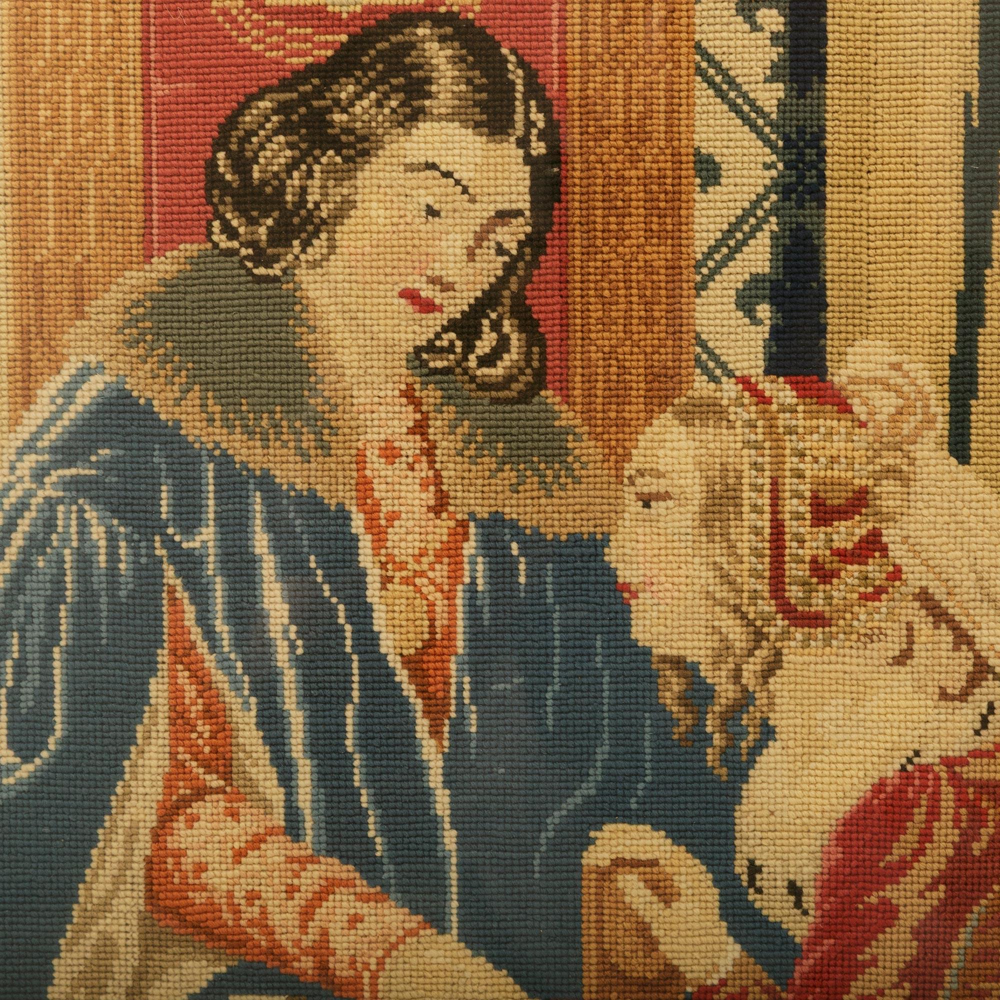 Paravento francese del XIX secolo di stile Luigi XIV in legno dorato e punto d'aghi in vendita 3