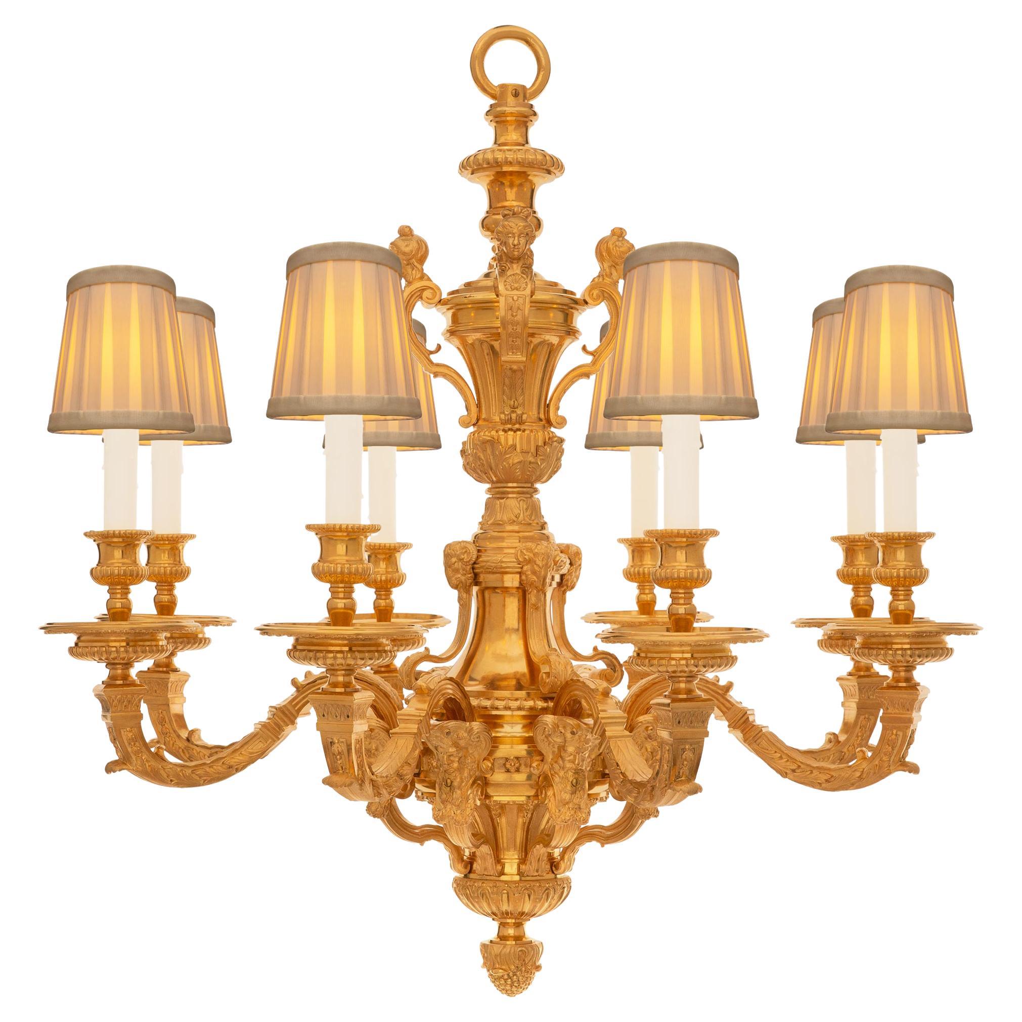 A French 19th century Louis XIV st.. ormolu chandelier For Sale