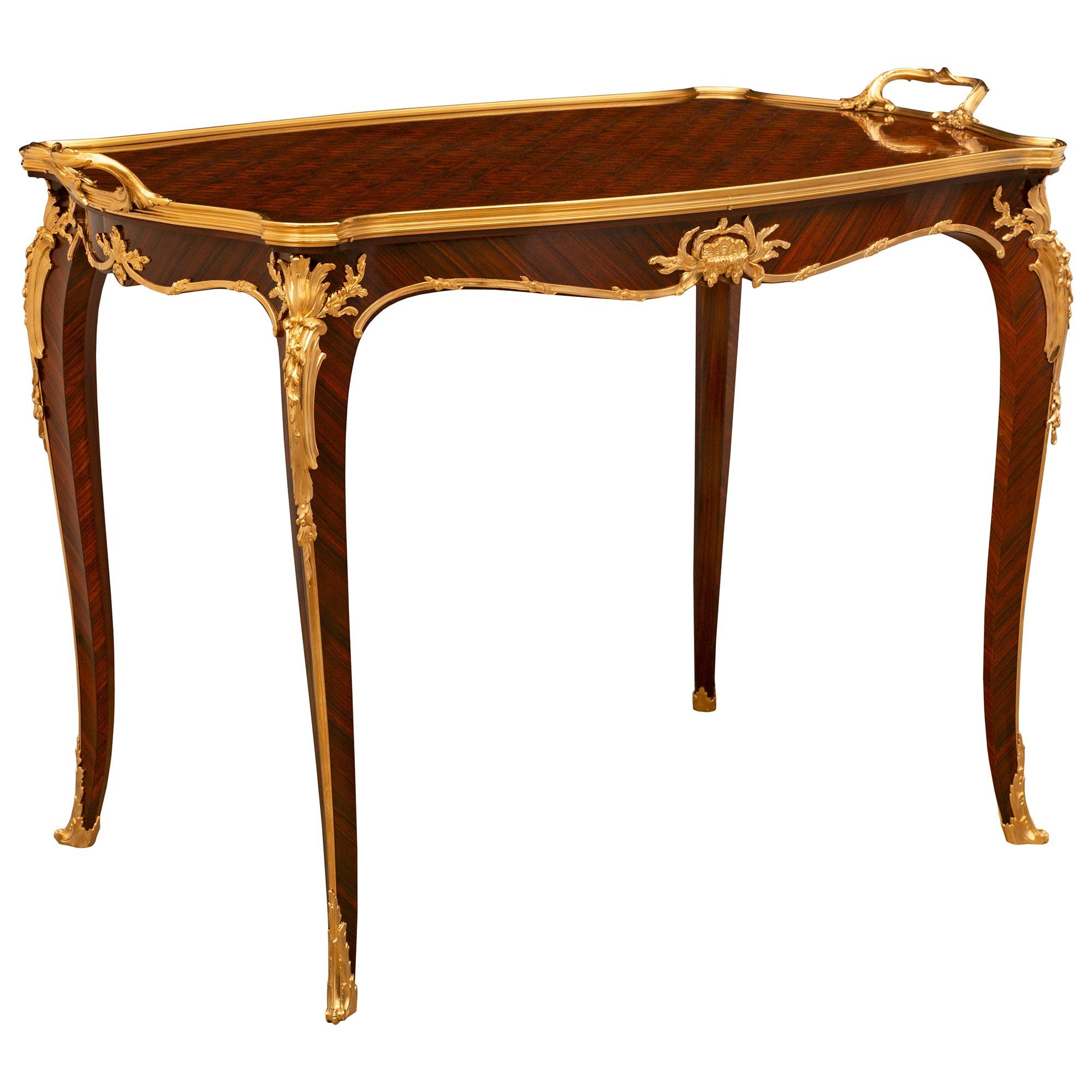 A French 19th century Louis XV st. coffee table attr to Francois Linke In Good Condition For Sale In West Palm Beach, FL