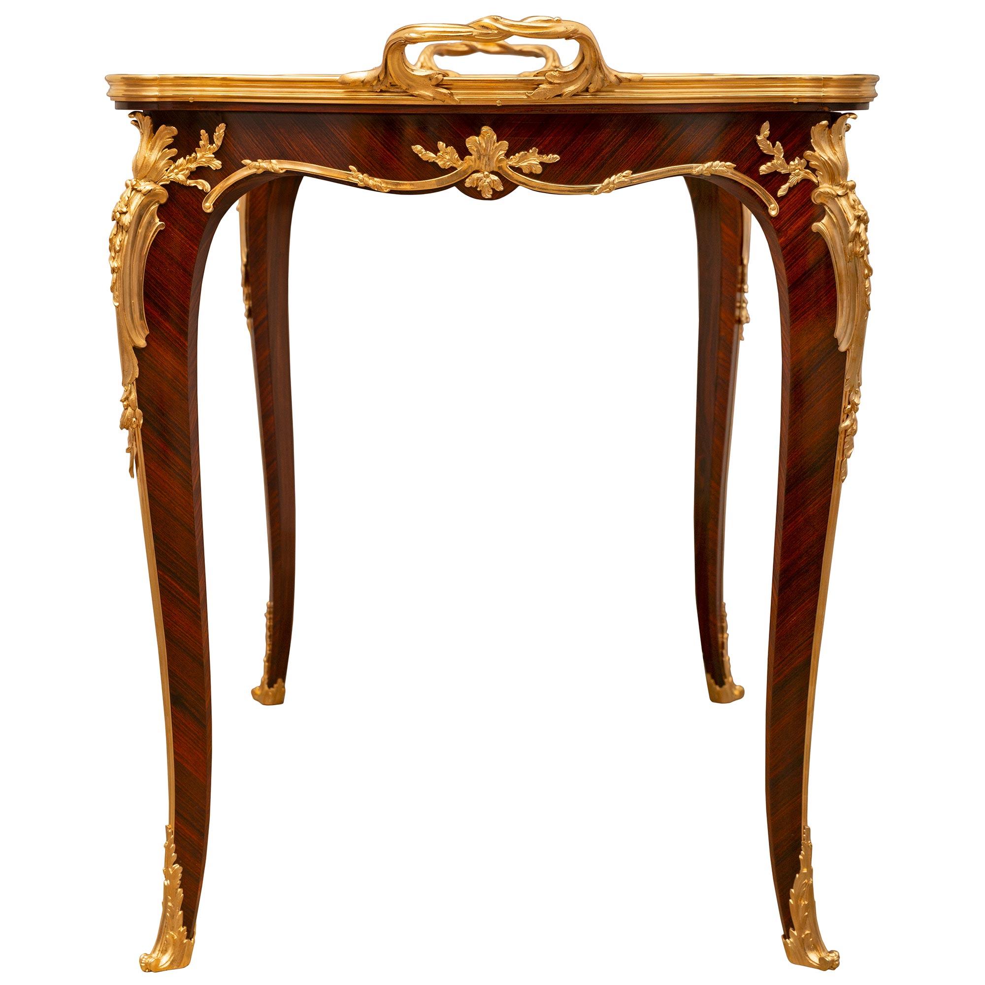 19th Century A French 19th century Louis XV st. coffee table attr to Francois Linke For Sale