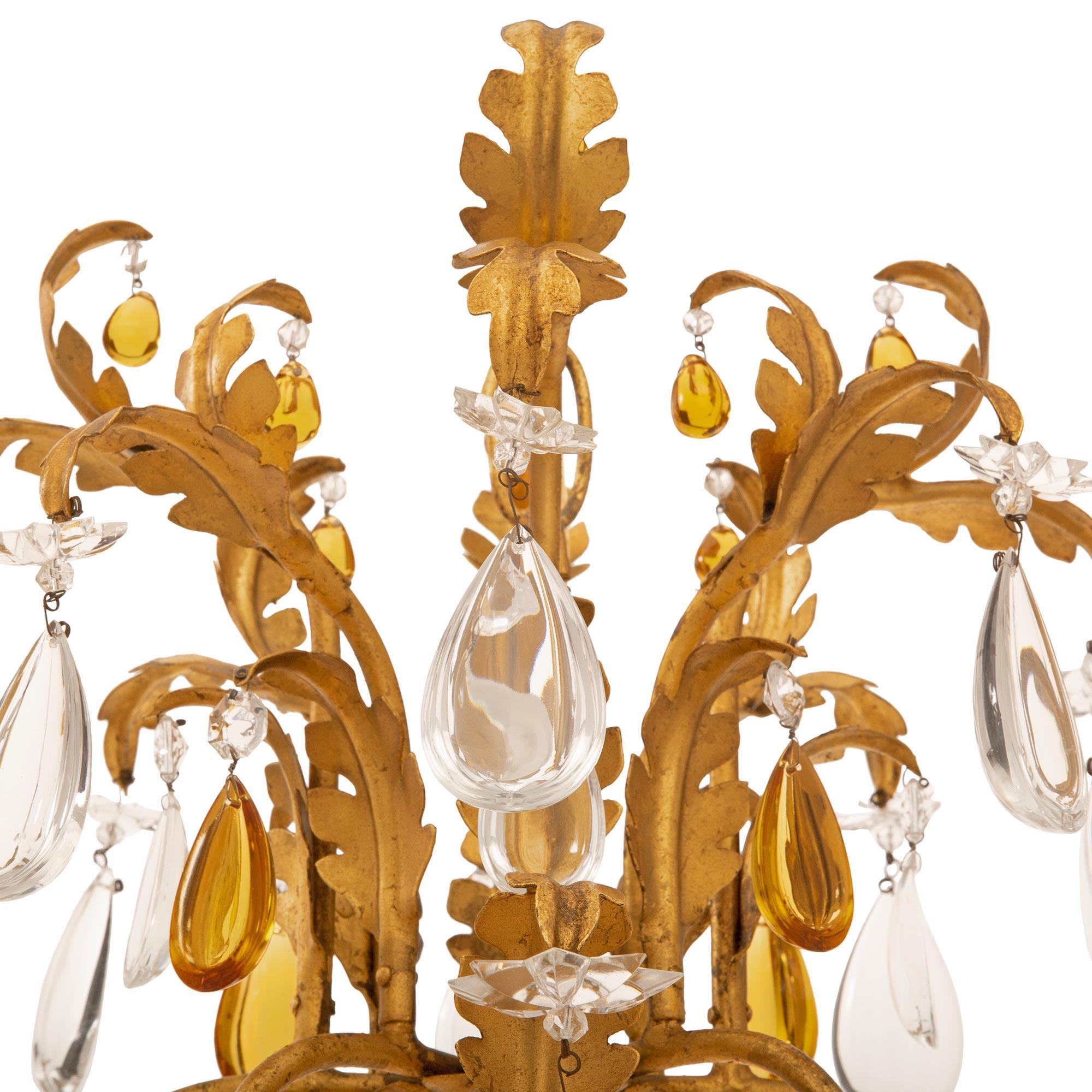 A French 19th century Louis XV st. crystal chandelier  In Good Condition For Sale In West Palm Beach, FL