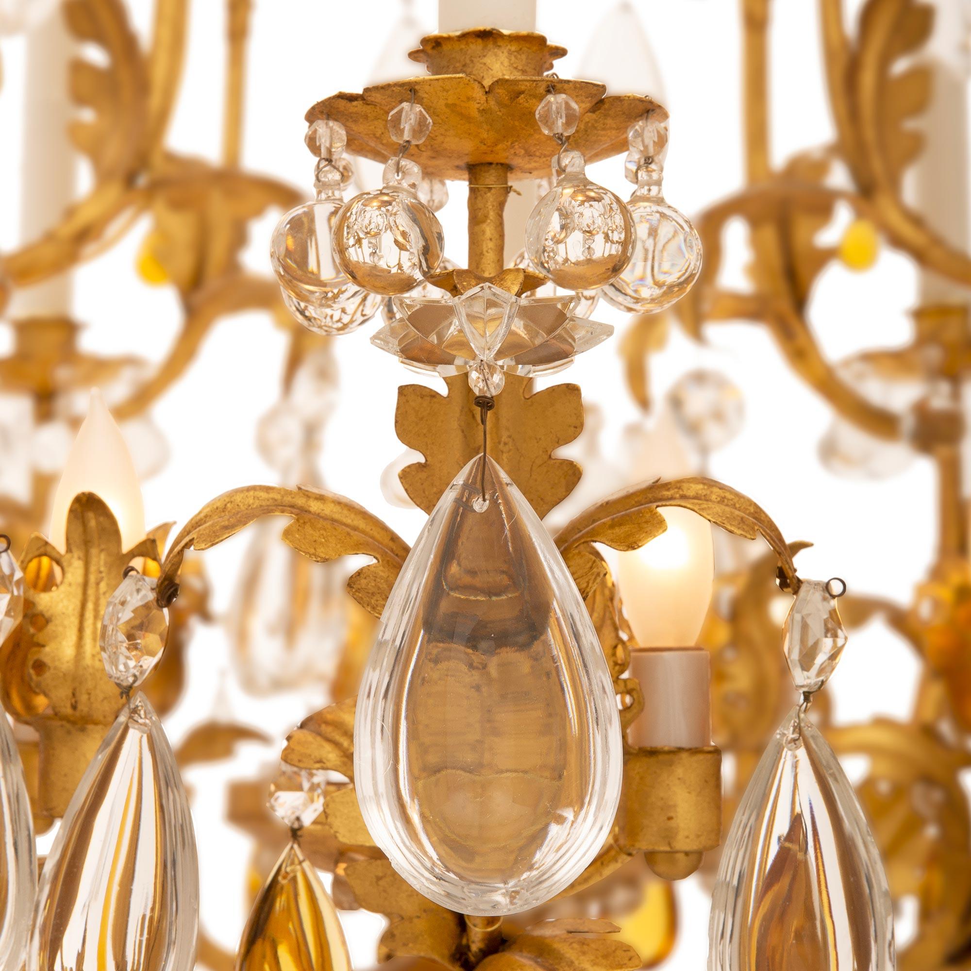 Crystal A French 19th century Louis XV st. crystal chandelier  For Sale