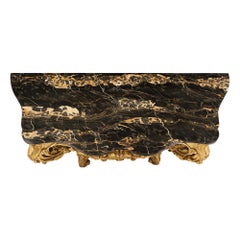 French 19th Century Louis XV St. Giltwood and Portoro Marble Console