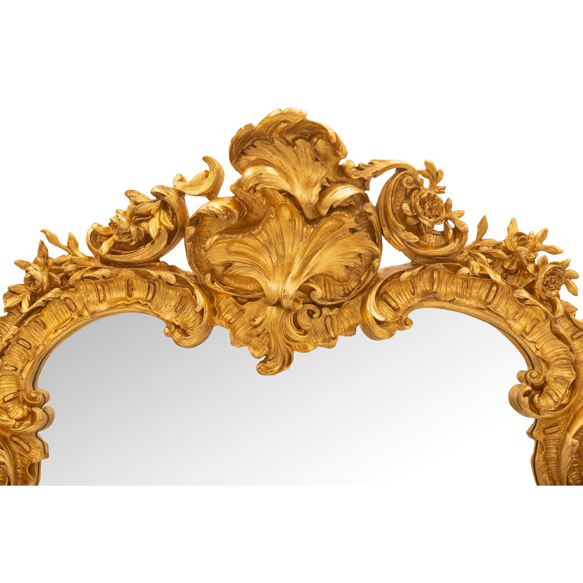 French 19th Century Louis XV St. Giltwood Mirror In Good Condition For Sale In West Palm Beach, FL