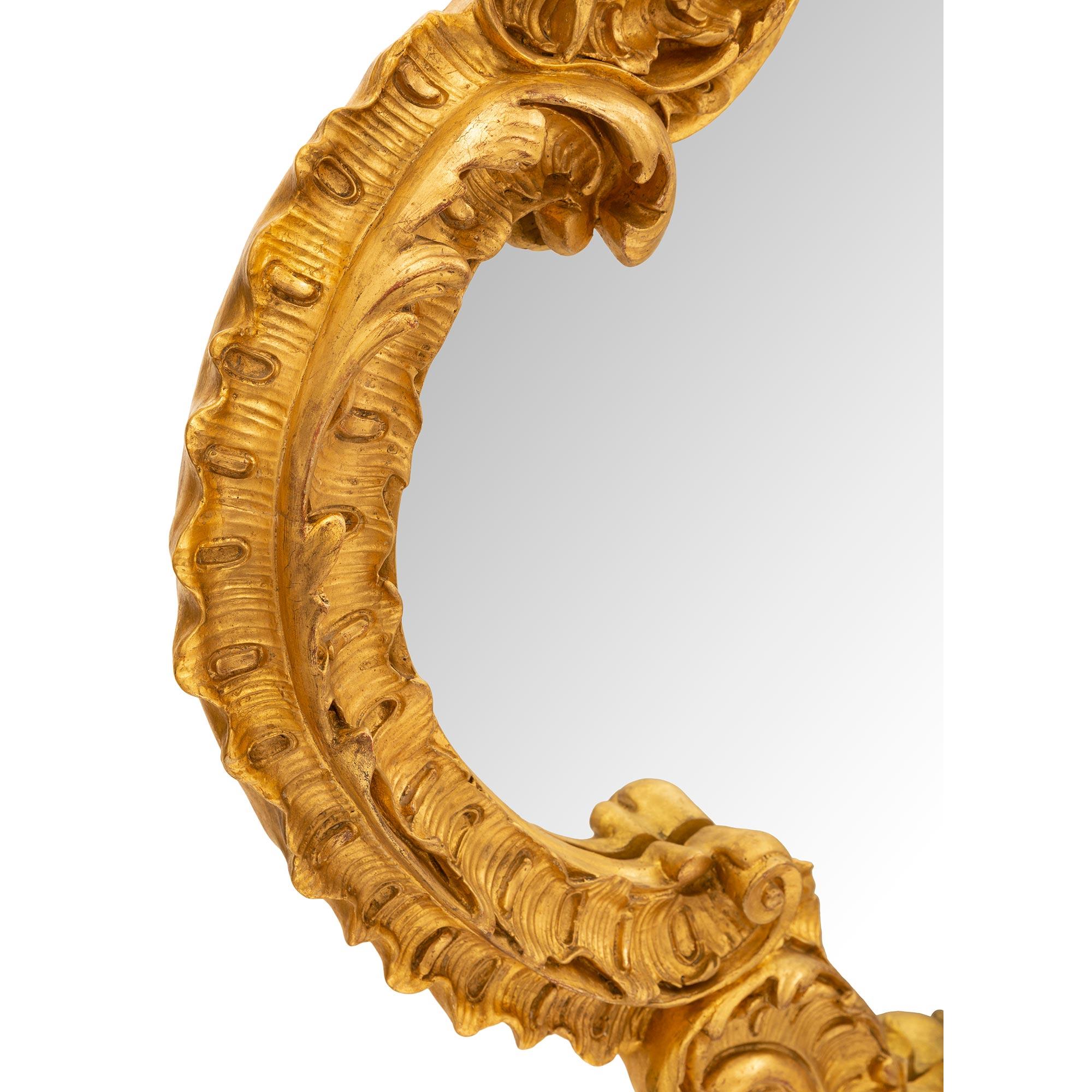 Legno dorato Specchio in legno dorato francese del XIX secolo Luigi XV St. in vendita