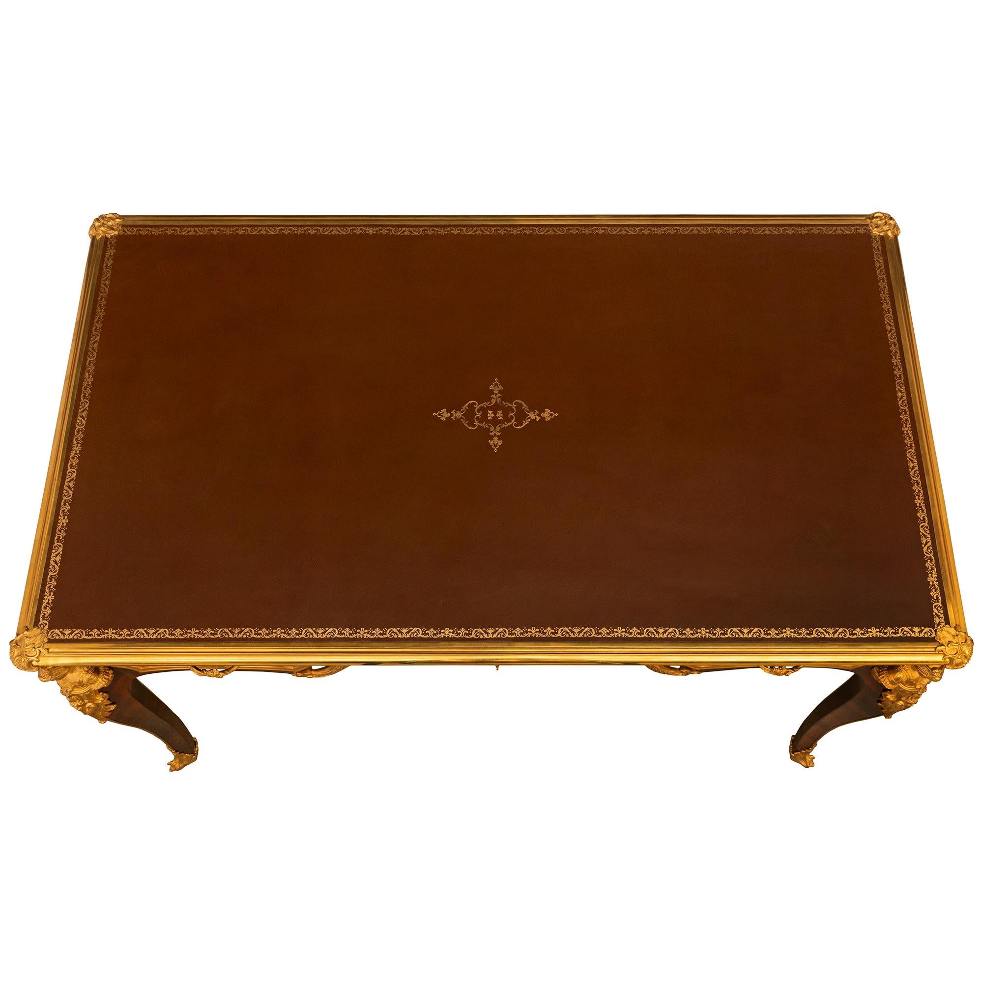A French 19th century Louis XV st. Kingwood and Ormolu Bureau Plat For Sale 8