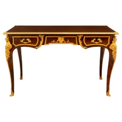 Französisches Bureau-Teller aus Veilchenholz und Goldbronze, Louis XV.-Stil, 19. Jahrhundert