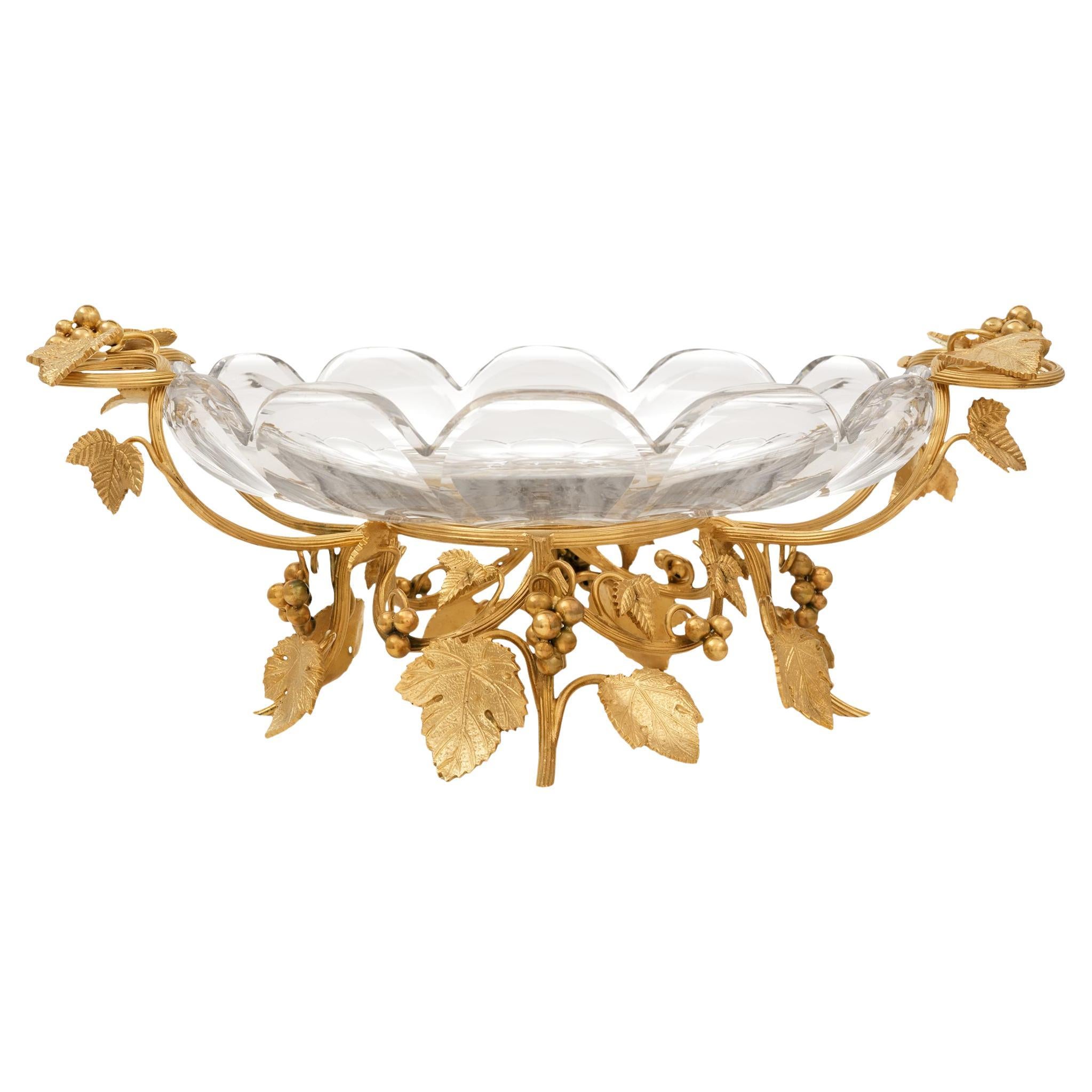 A French 19th century Louis XV st. Ormolu and Baccarat Crystal centerpiece For Sale
