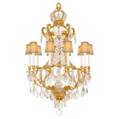 Antique A French 19th century Louis XV st. Ormolu and Baccarat Crystal chandelier