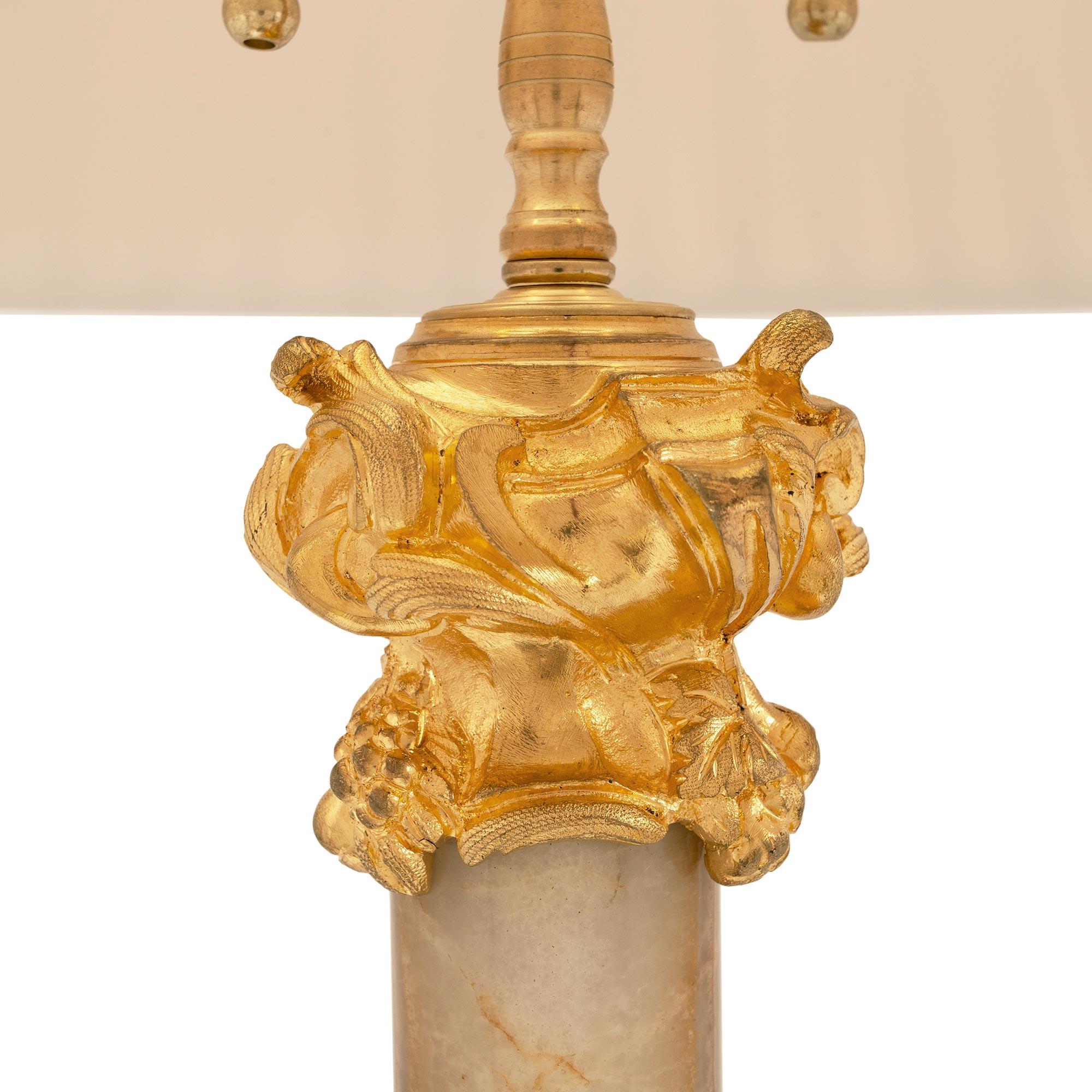 French 19th Century Louis XV Style Ormolu and Onyx Lamp In Excellent Condition In West Palm Beach, FL
