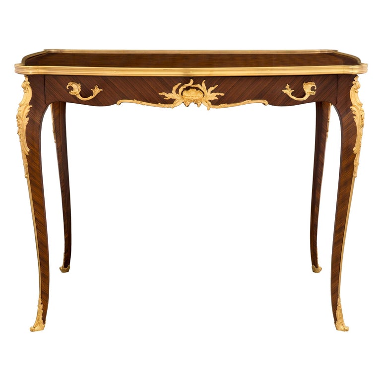 French 19th Century Louis XV Style Side Table/Desk, Signed F. Linke For Sale
