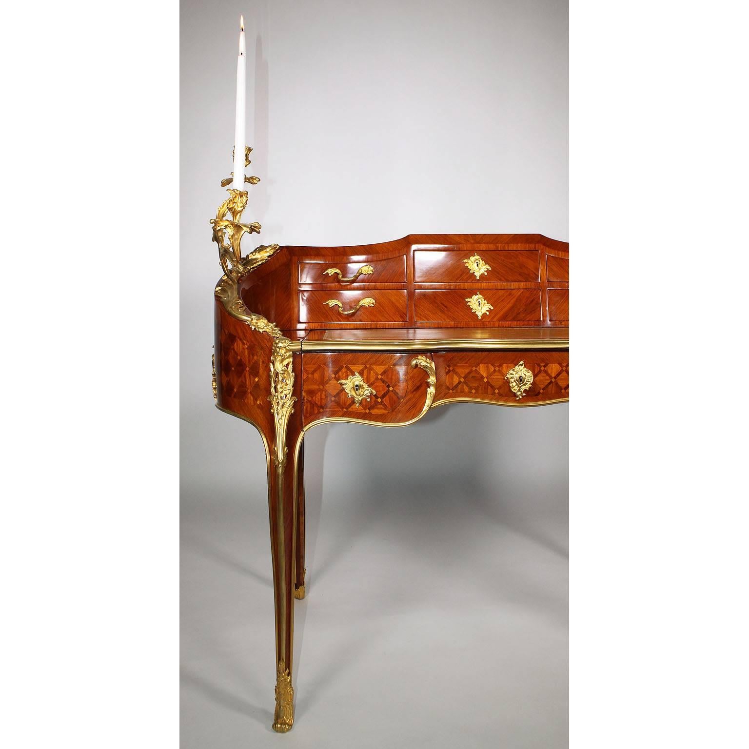 19th Century Louis XV Style Gilt-Bronze Mounted Secretary, Attributed to Millet In Excellent Condition In Los Angeles, CA