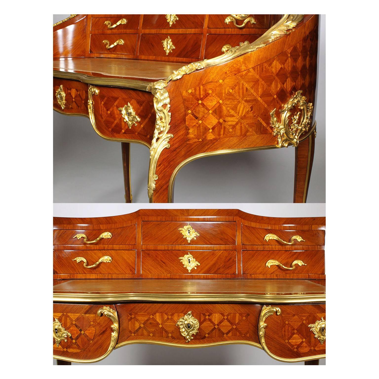 19th Century Louis XV Style Gilt-Bronze Mounted Secretary, Attributed to Millet 4