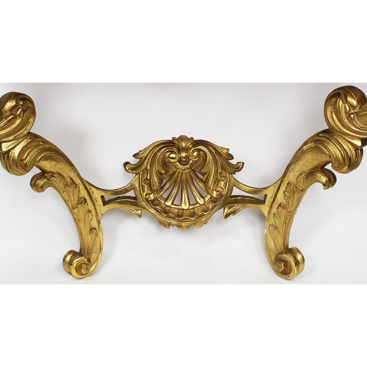 French 19th Century Louis XV Style Giltwood Carved Wall Mounting Console Table In Good Condition For Sale In Los Angeles, CA