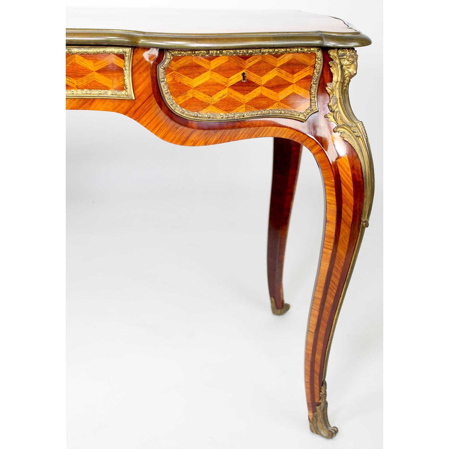A French 19th Century Louis XV Style Kingwood Parquetry Ladies Writing Desk  For Sale 1
