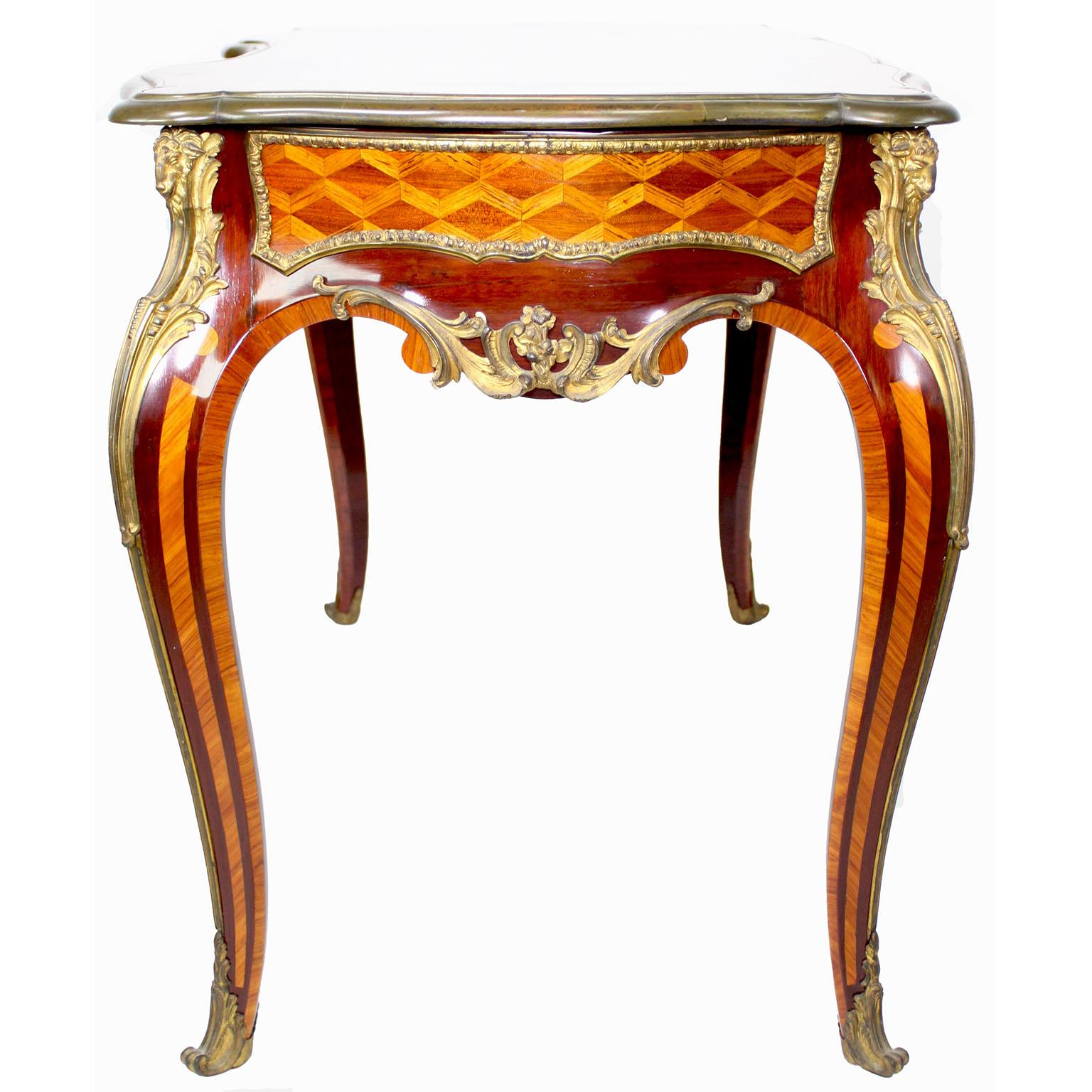 A French 19th Century Louis XV Style Kingwood Parquetry Ladies Writing Desk  For Sale 4
