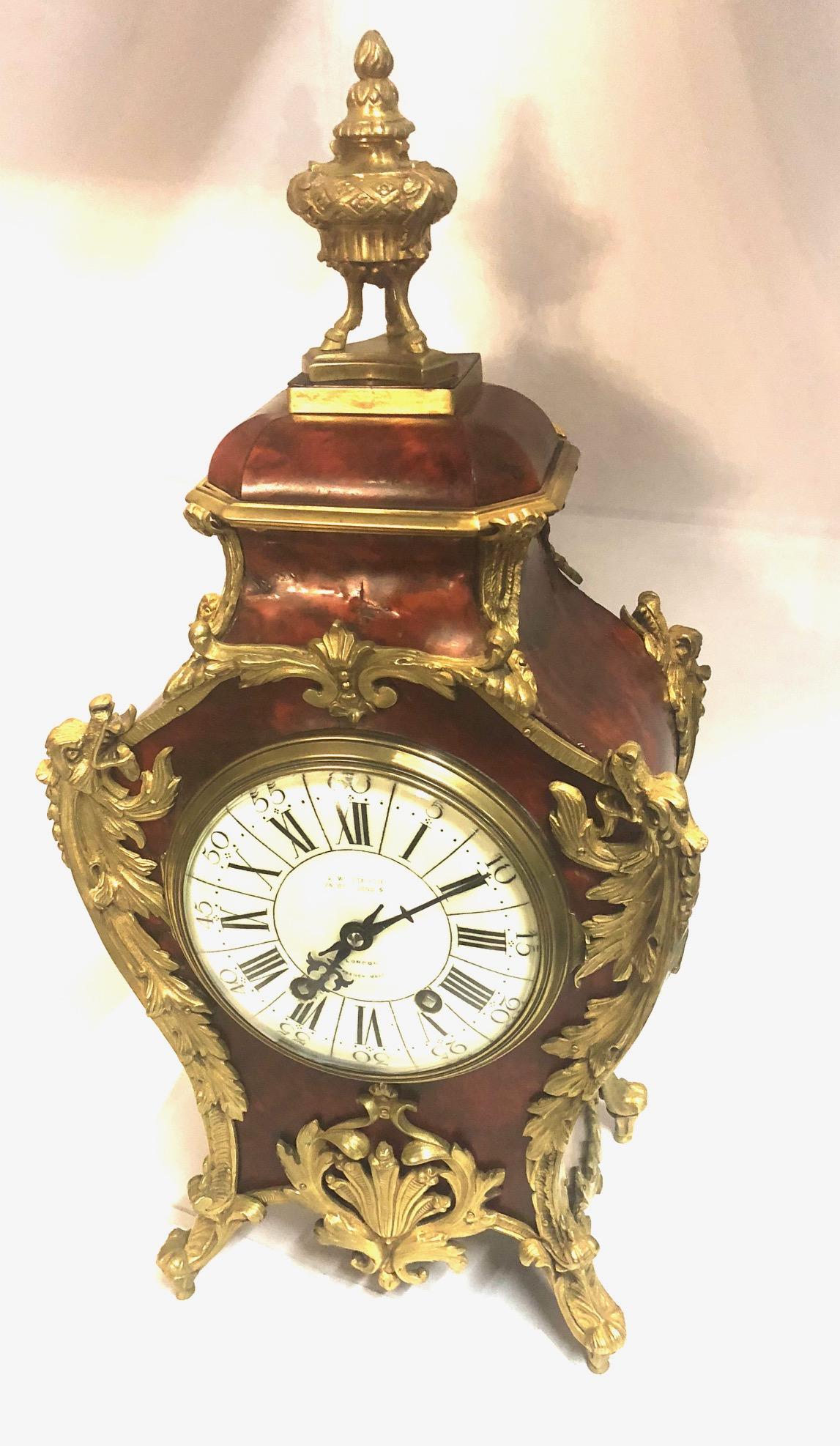 Molded A French 19th Century Louis XV Style Ormolu Mounted Bracket Clock For Sale